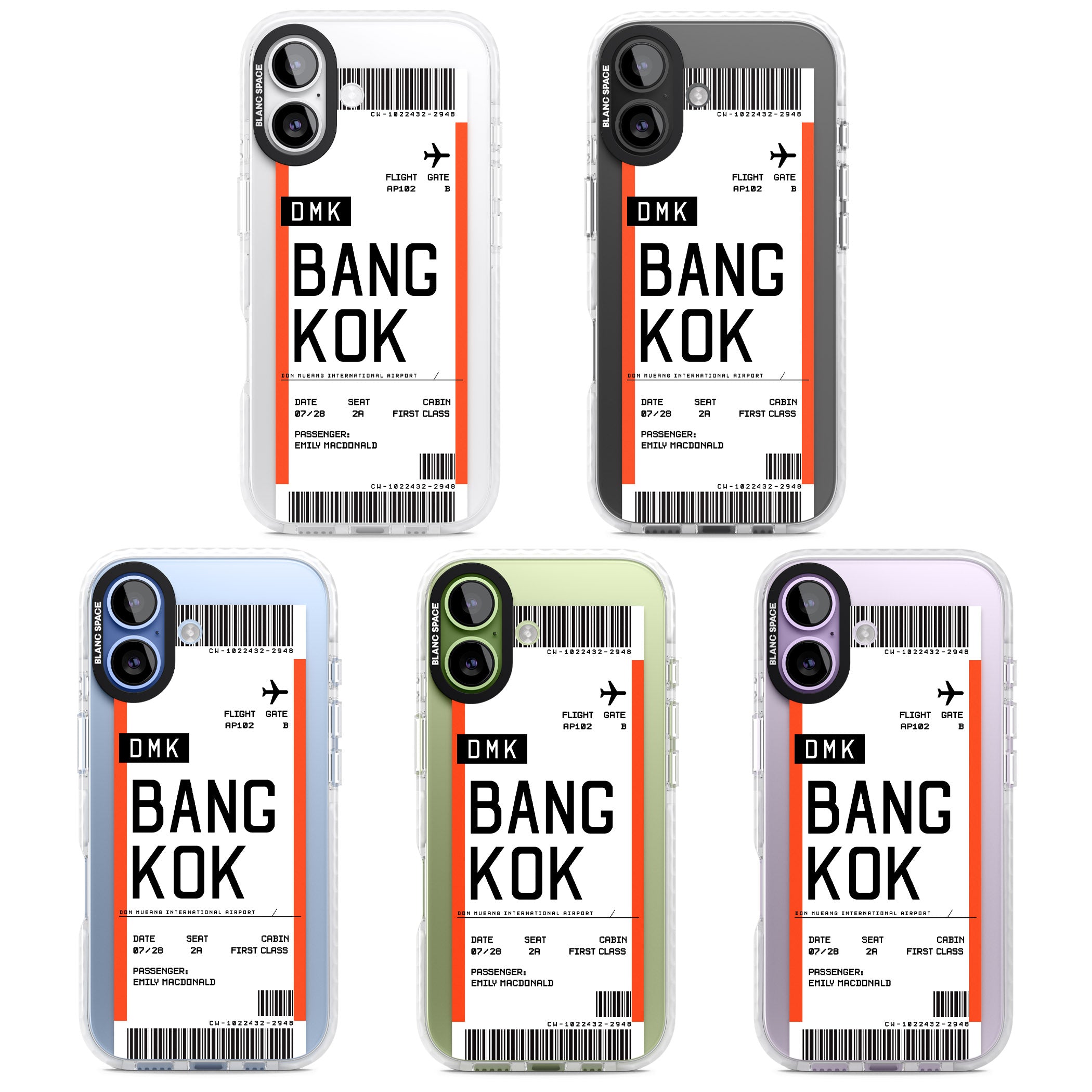 Personalised Bangkok Boarding Pass iPhone 17 Impact Clear Phone Case APT Impact Protection