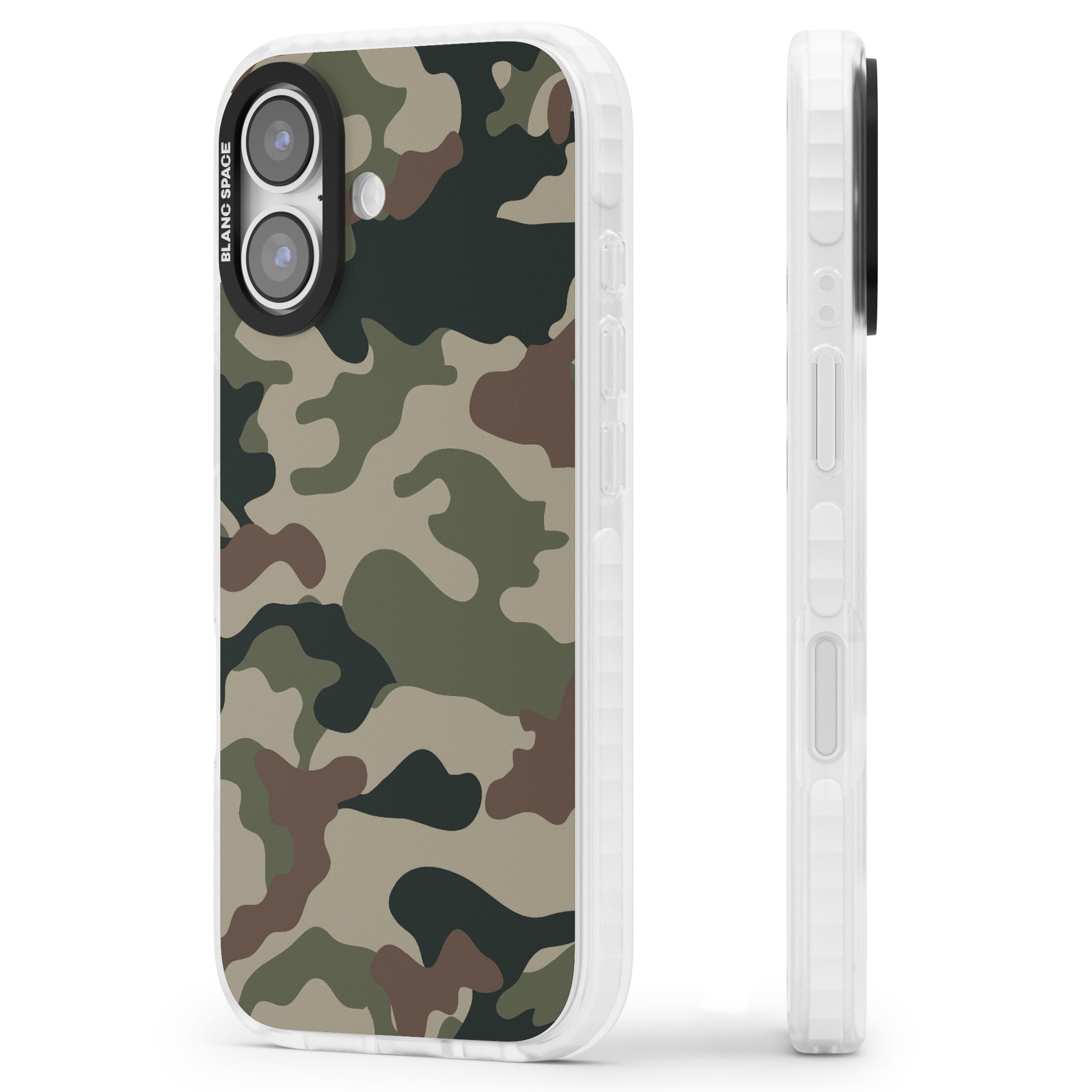 Woodland British Camo iPhone 17 Impact Clear Phone Case Side Profile