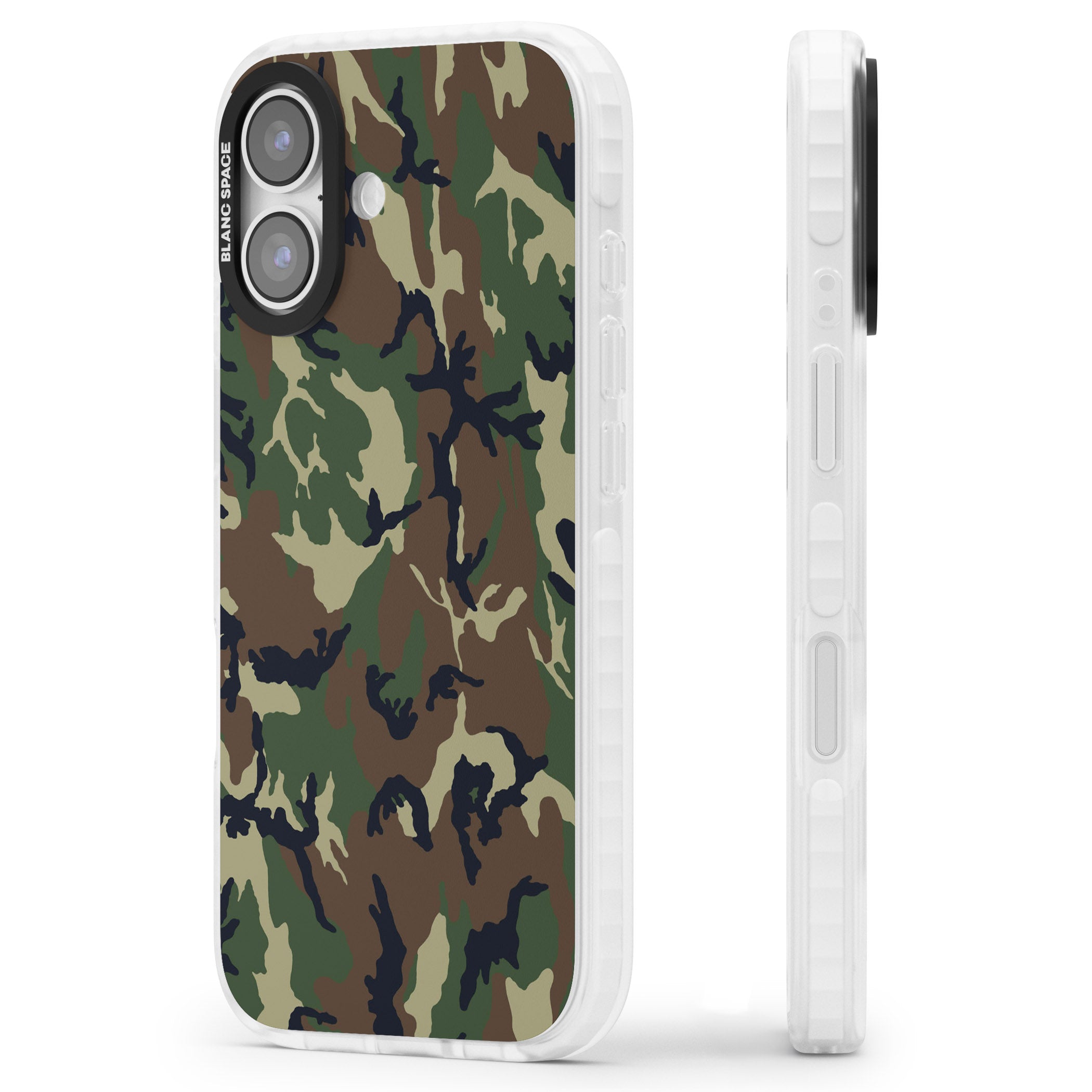 Forest Green Camo iPhone 17 Impact Clear Phone Case Side Profile
