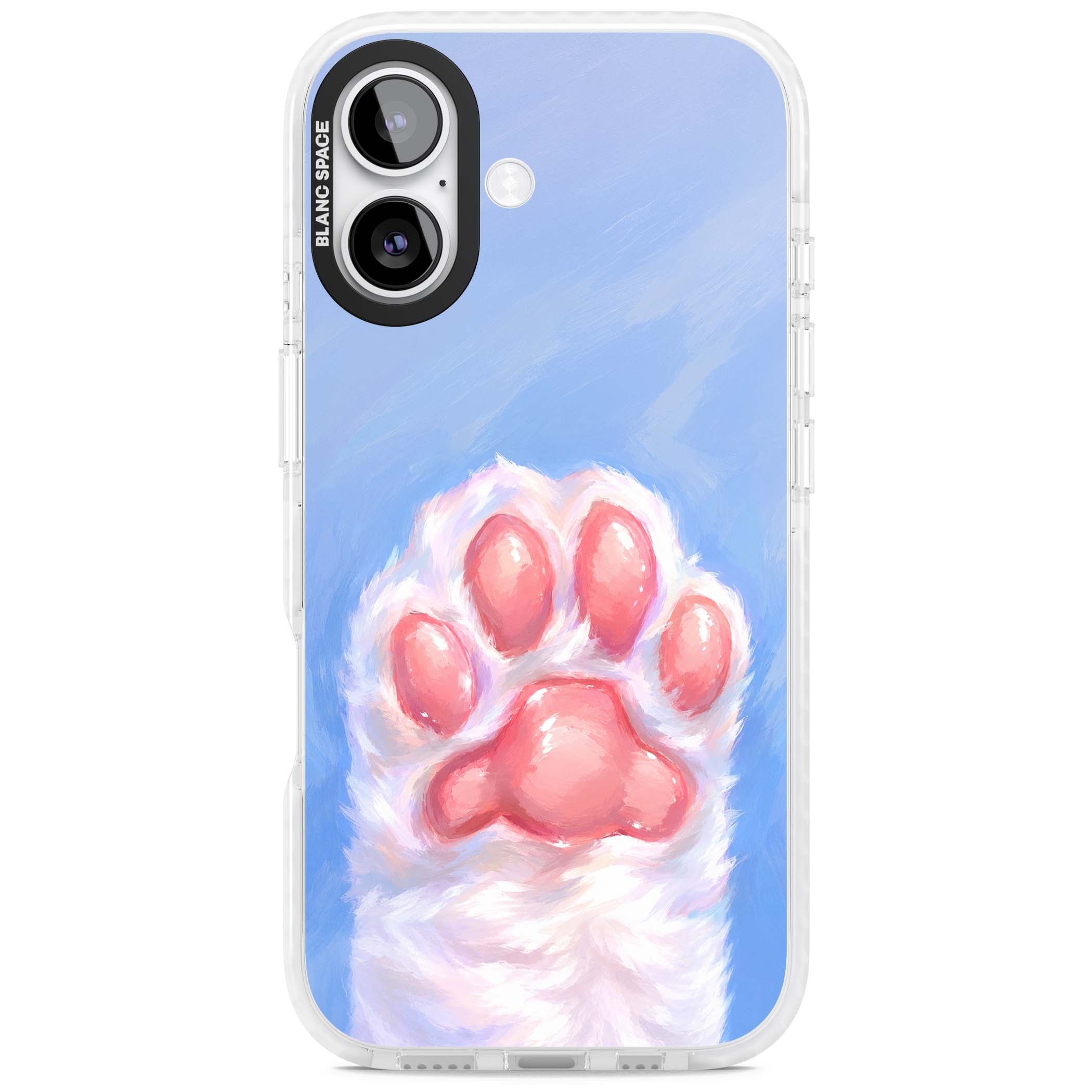 Soft White Paw cute iPhone case | Black Impact case for iPhone 17