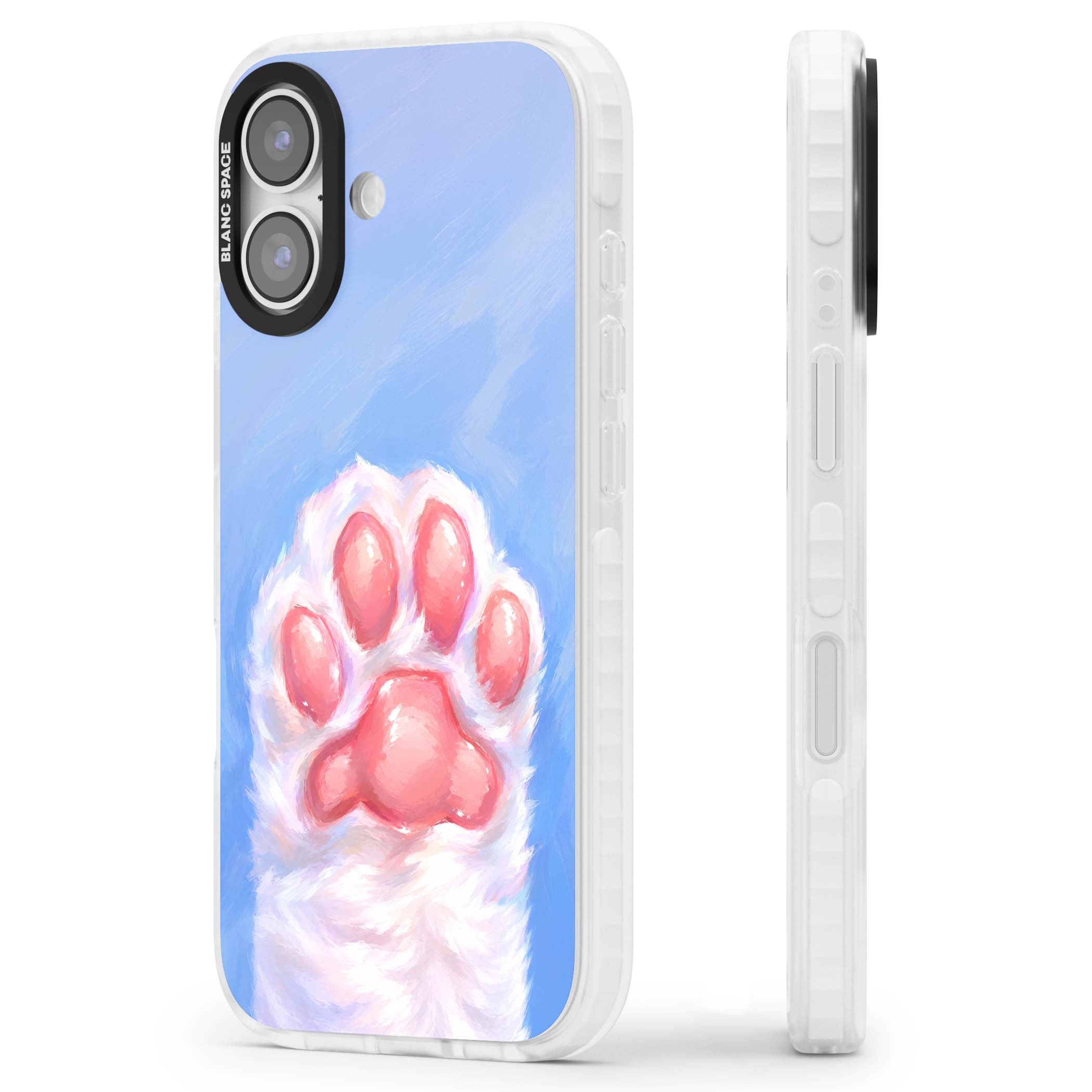 Soft White Paw cute iPhone case | Black Impact case for iPhone 17
