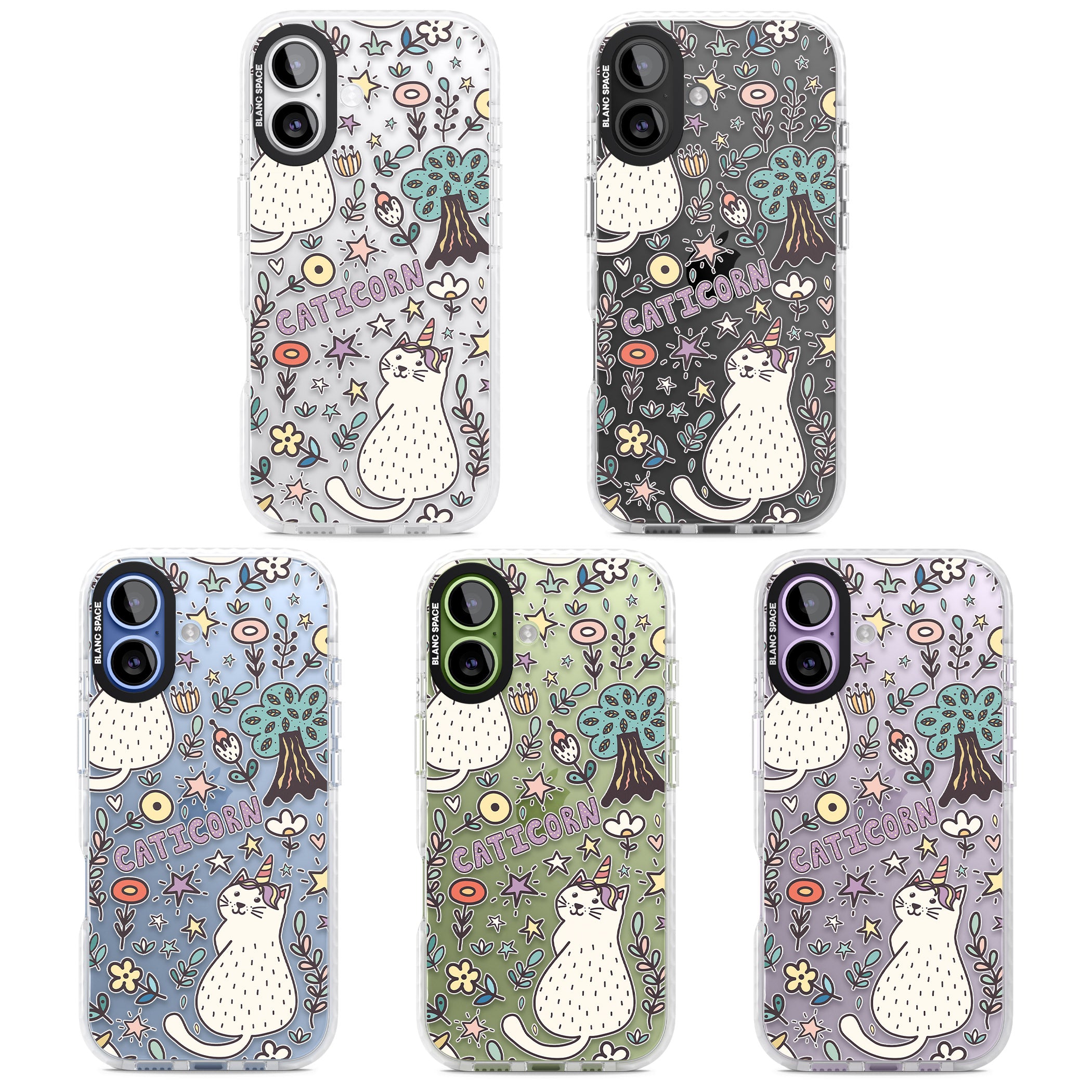 Caticorn Pattern iPhone 17 Impact Clear Phone Case APT Impact Protection