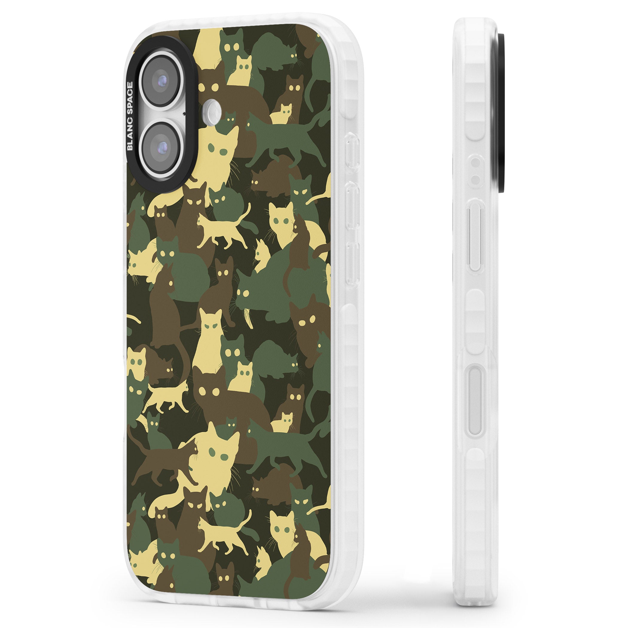 Forest Cat Camo iPhone 17 Impact Clear Phone Case Side Profile