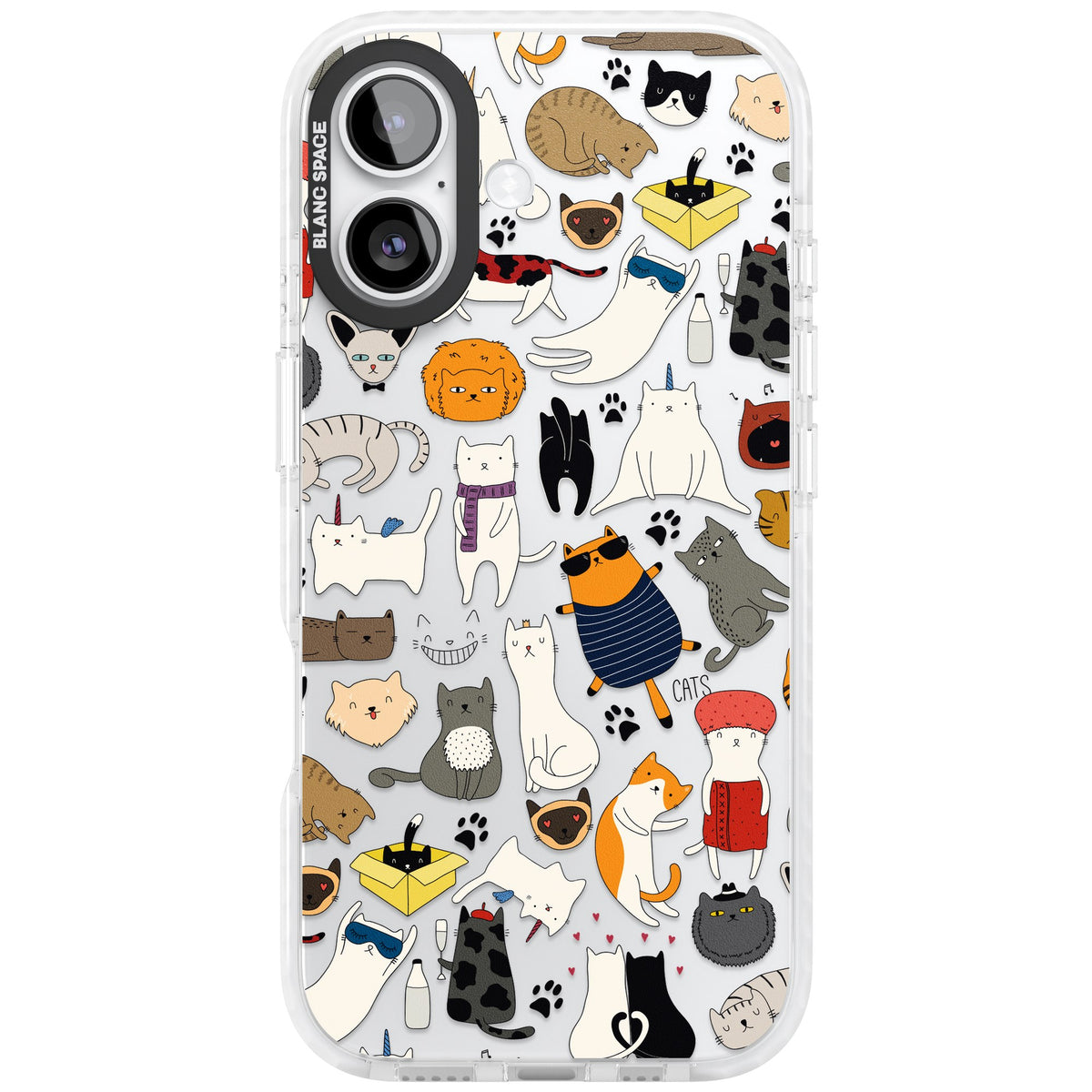Cartoon Cats iPhone 16 / iPhone 16 Plus / iPhone 17 Impact Clear Phone Case front