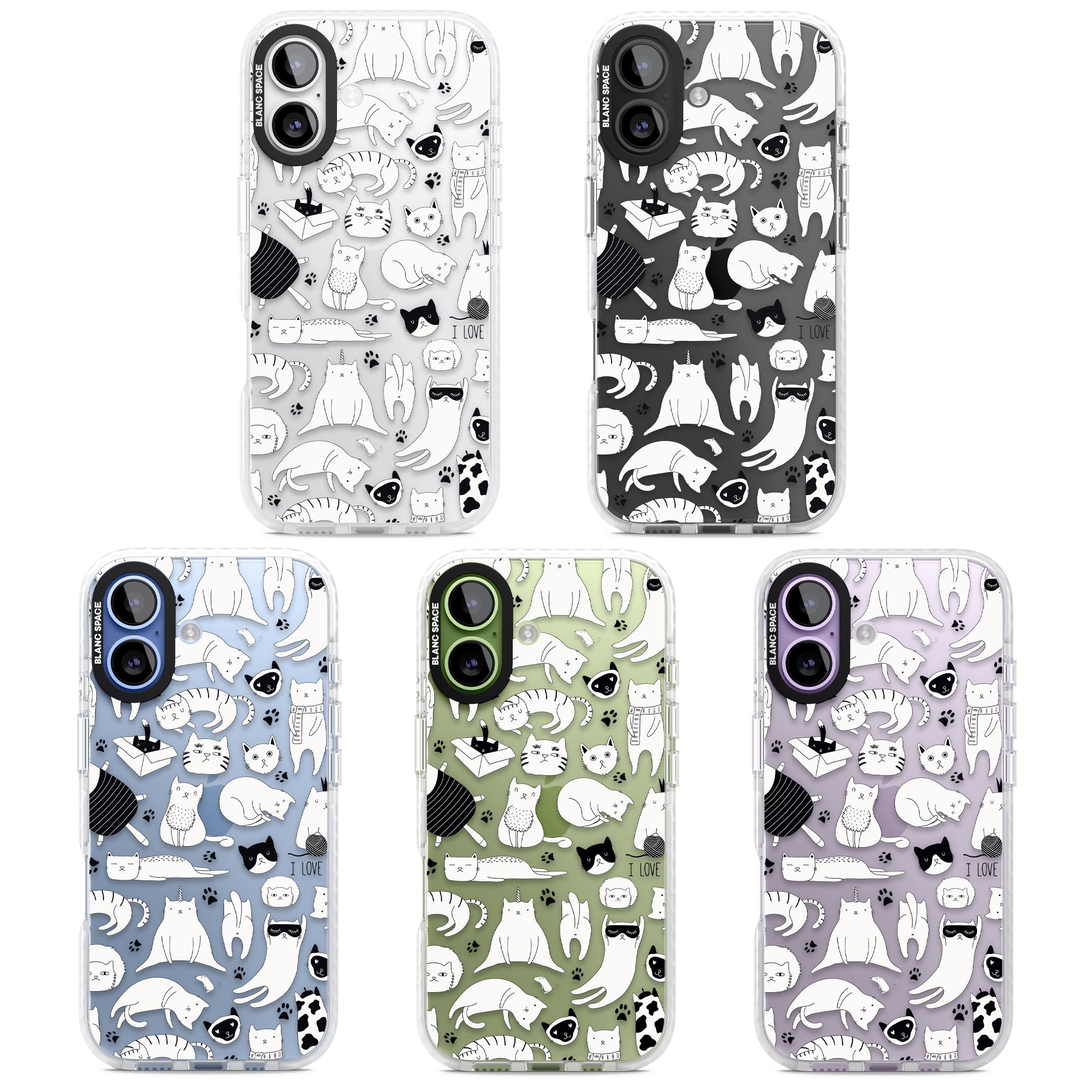 Cartoon Cat Collage Black & White iPhone 17 Impact Clear Phone Case APT Impact Protection