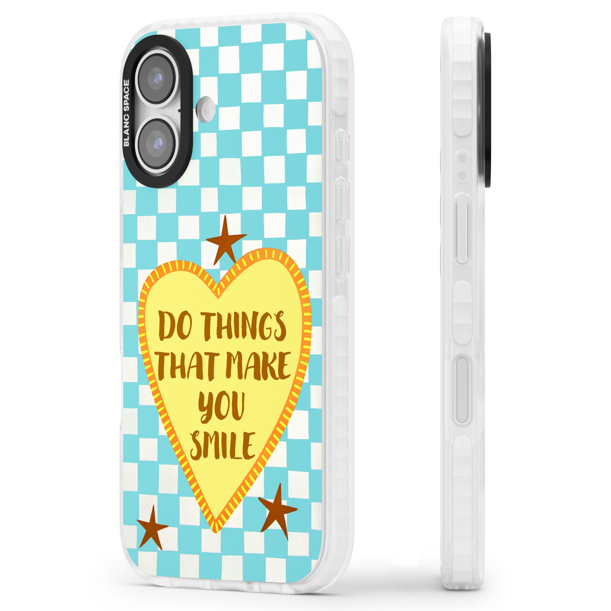Do Things That Make You Smile iPhone 17 Impact Clear Phone Case Side Profile