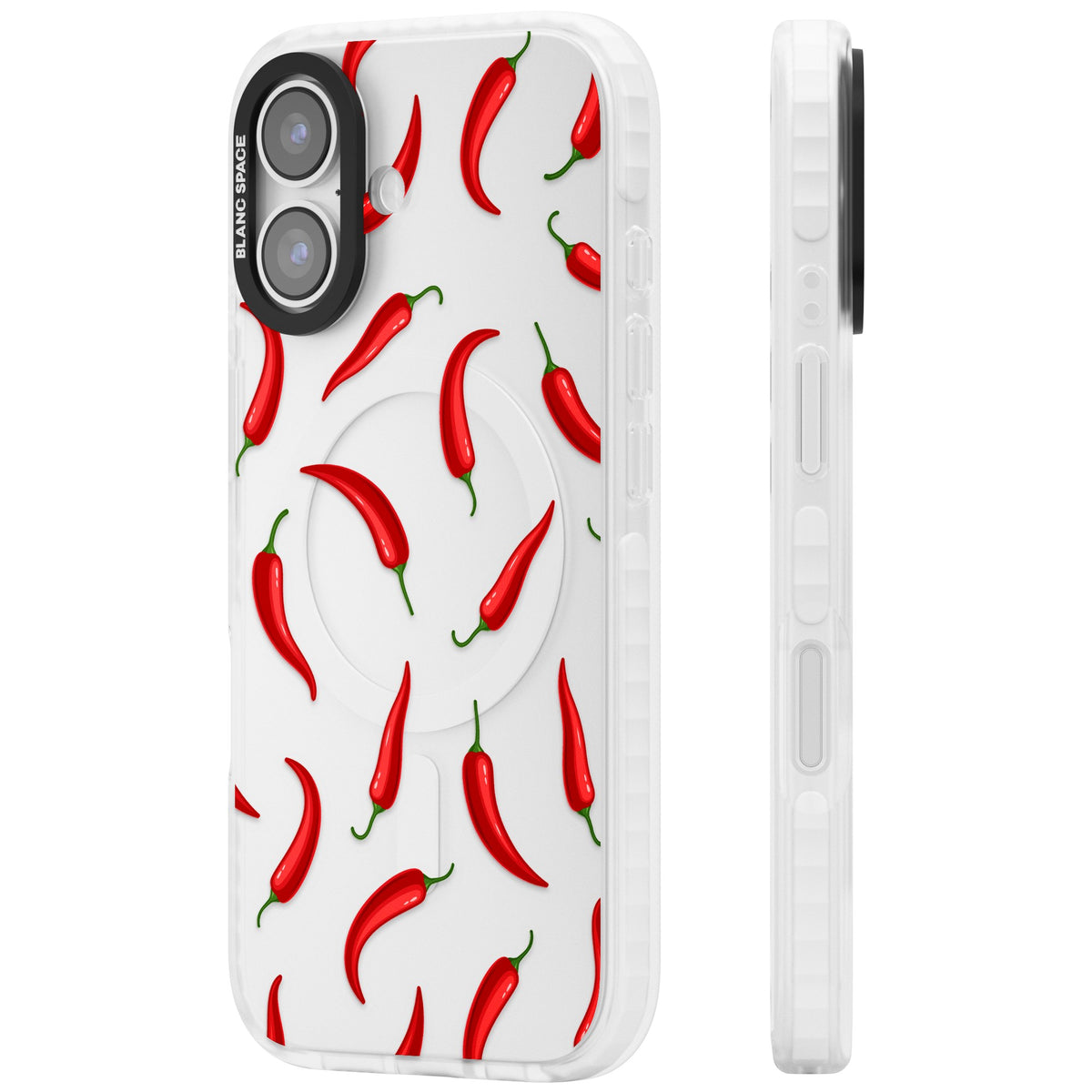 Chilli Heat iPhone 16 / iPhone 16 Plus / iPhone 17 Impact Clear Phone Case side