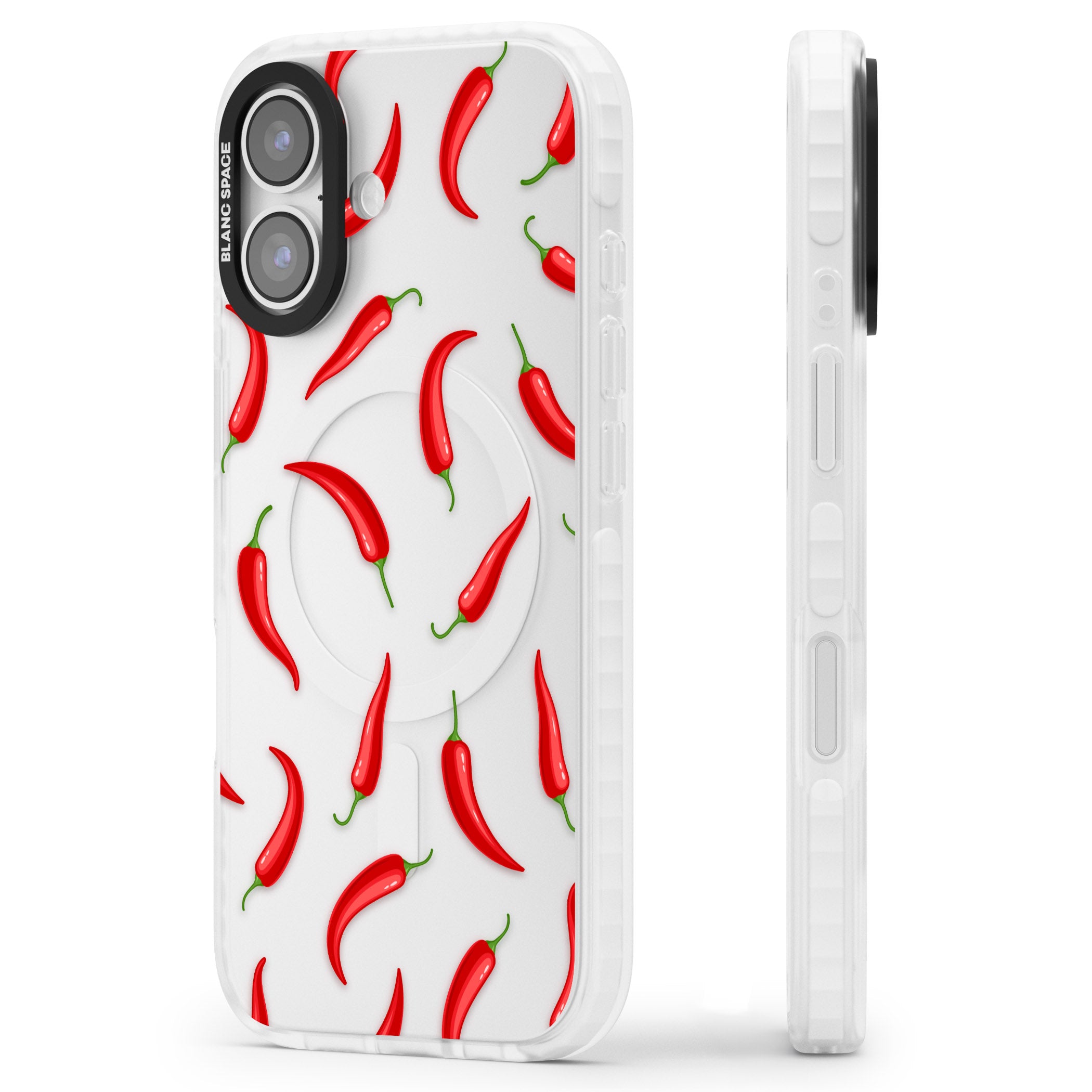 Chilli Pattern iPhone 17 Impact Clear Phone Case Side Profile