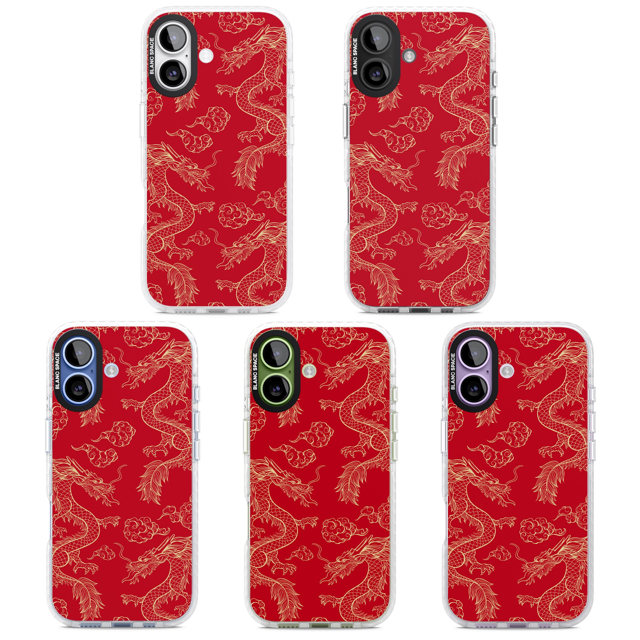 Red And Gold Dragon Pattern iPhone 17 Impact Clear Phone Case APT Impact Protection