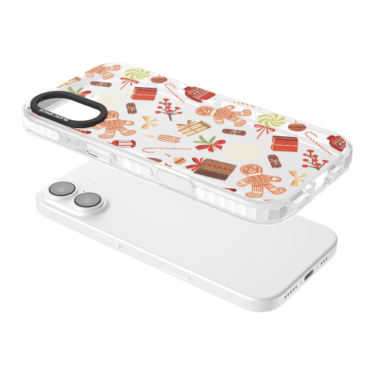 Christmas Assortments iPhone 16 / iPhone 16 Plus / iPhone 17 Impact Clear Phone Case angled