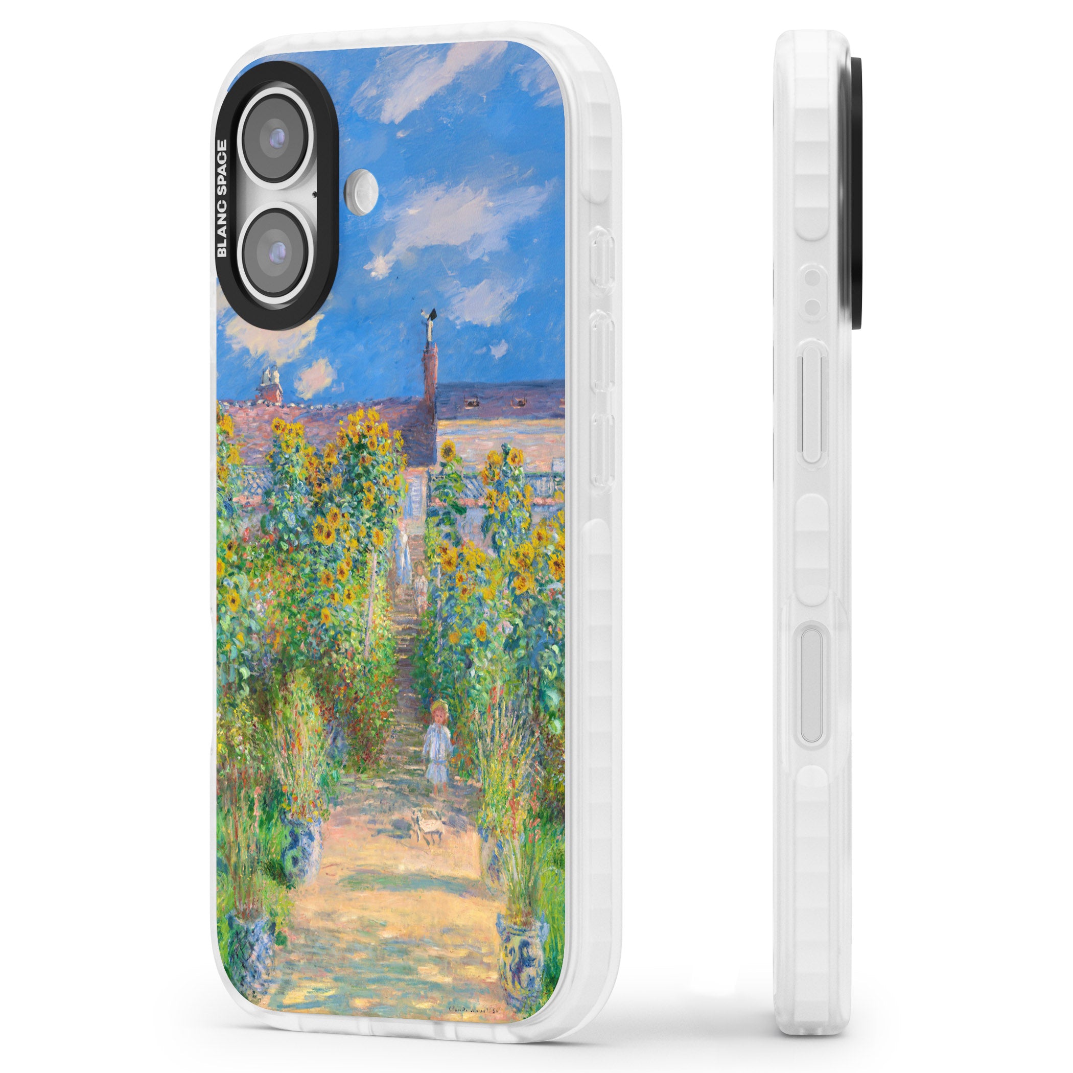 Garden at Vetheuil iPhone 17 Impact Clear Phone Case Side Profile