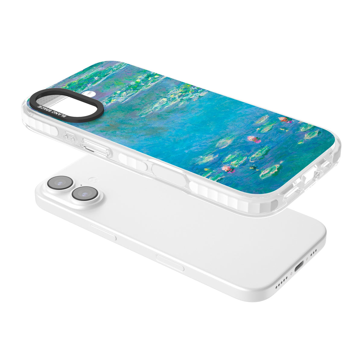 Water Lilies iPhone 16 / iPhone 16 Plus / iPhone 17 Impact Clear Phone Case angled