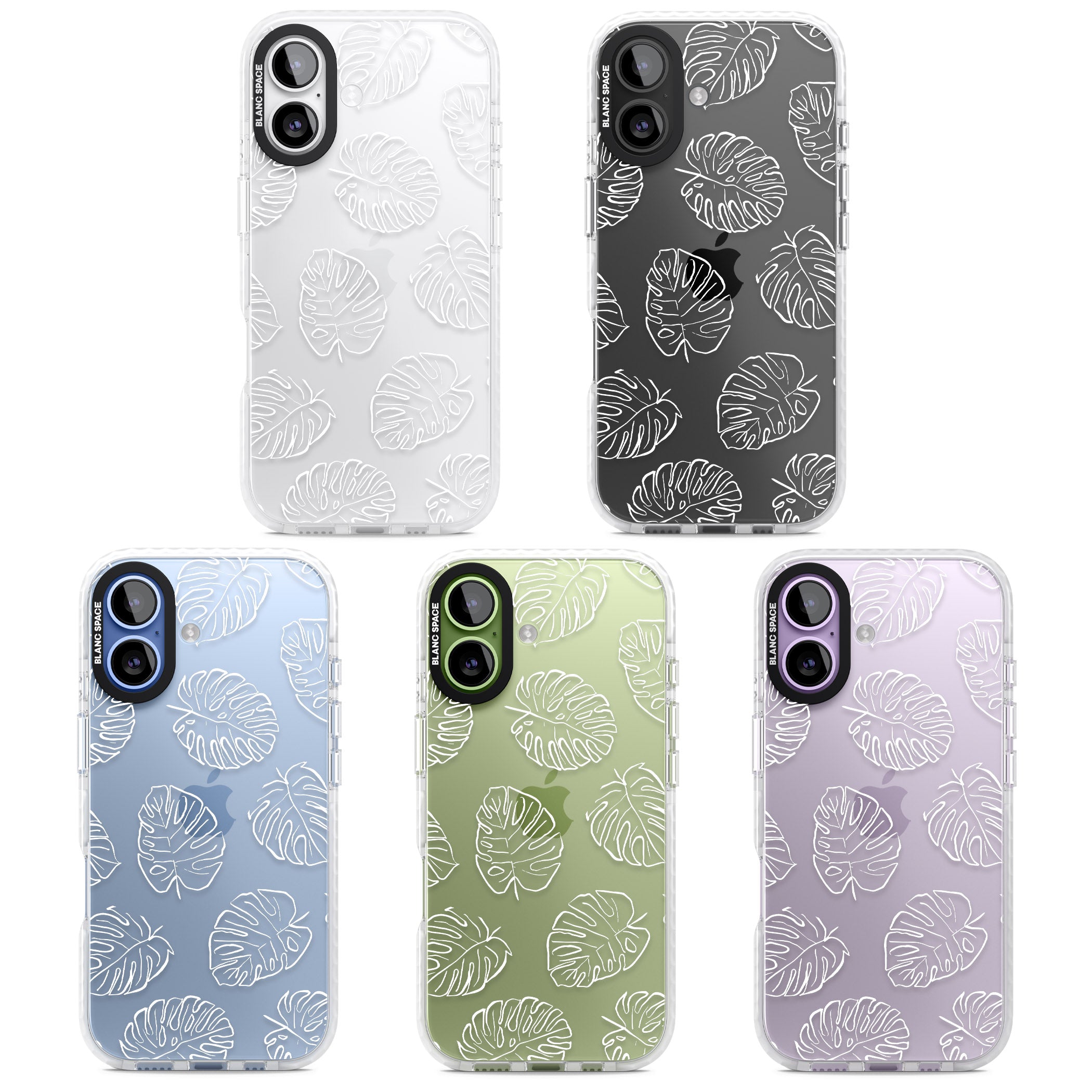 Monstera Outline iPhone 17 Impact Clear Phone Case APT Impact Protection