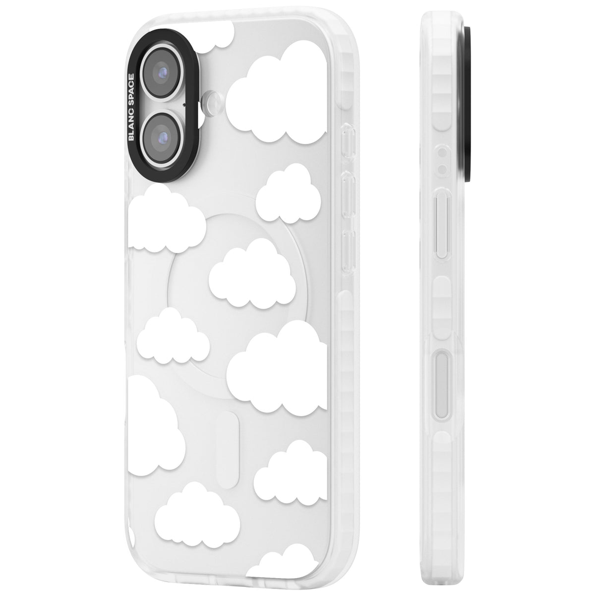 Cloud Pattern iPhone 16 / iPhone 16 Plus / iPhone 17 Impact Clear Phone Case side