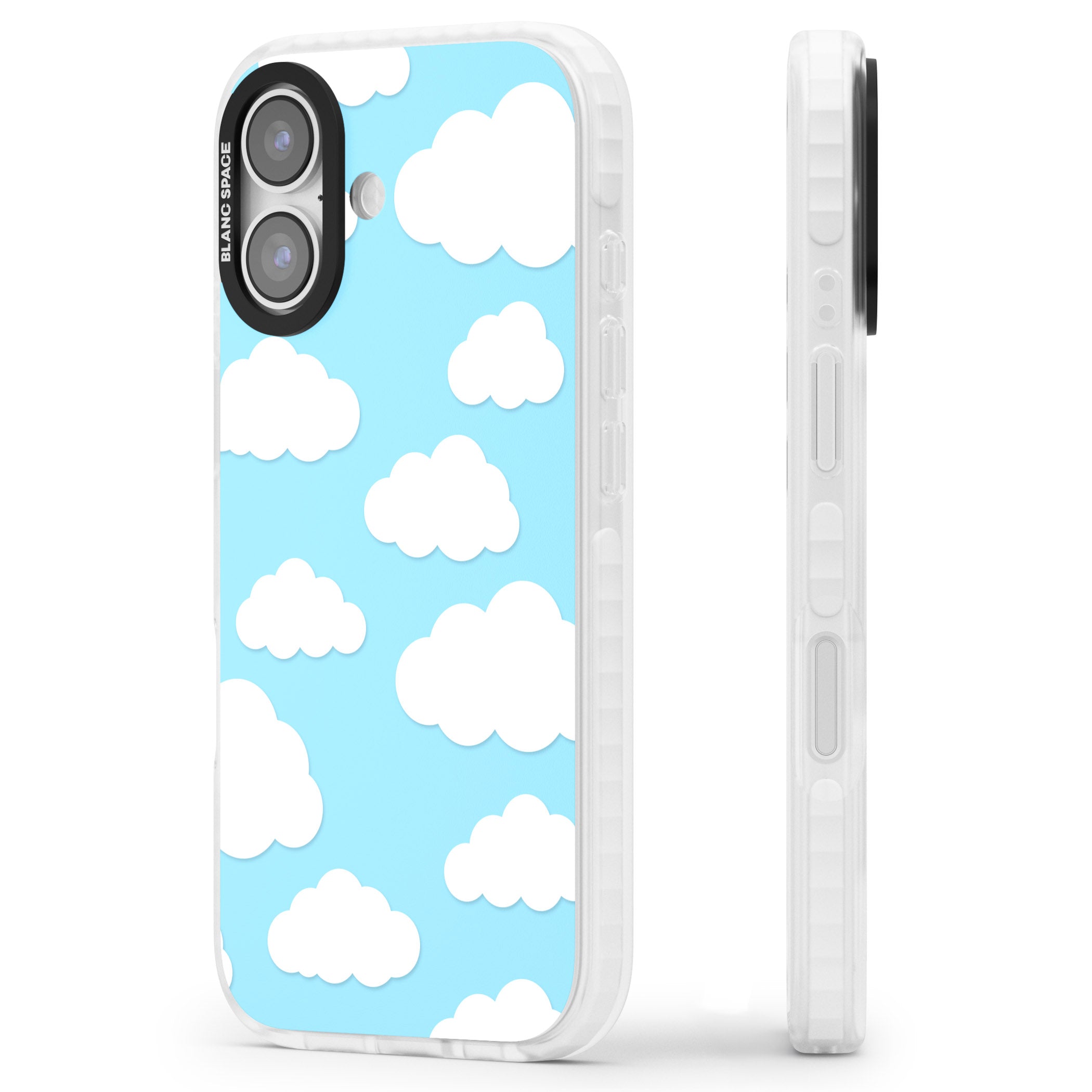 Blue Sky & Clouds Pattern iPhone 17 Impact Clear Phone Case Side Profile