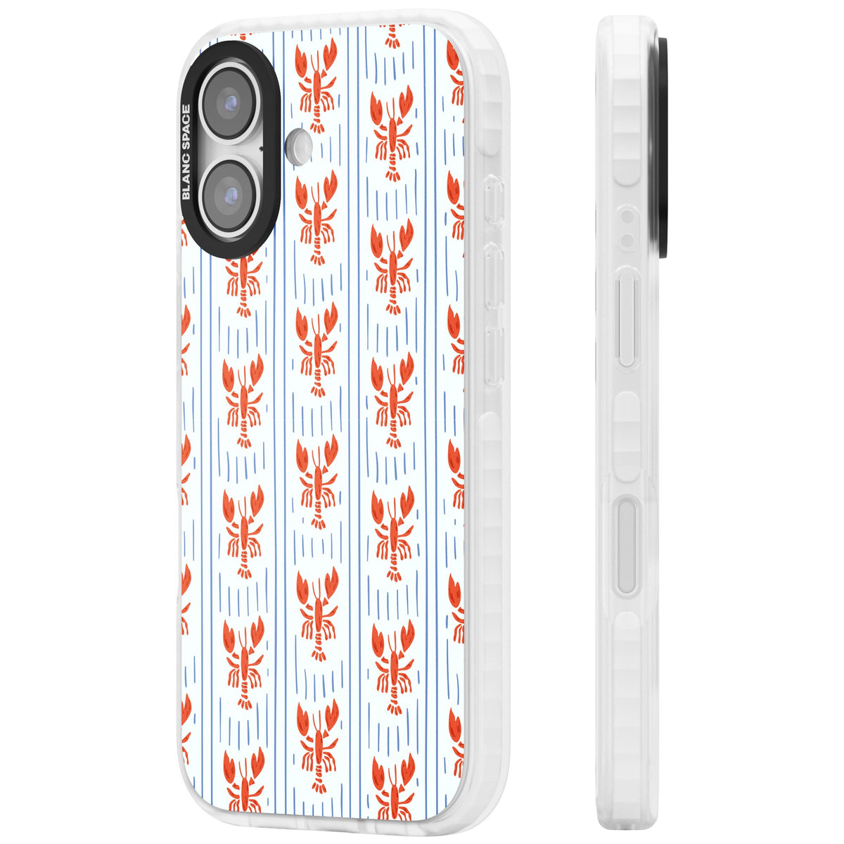 Lobster Stripes iPhone 16 / iPhone 16 Plus / iPhone 17 Impact Clear Phone Case side