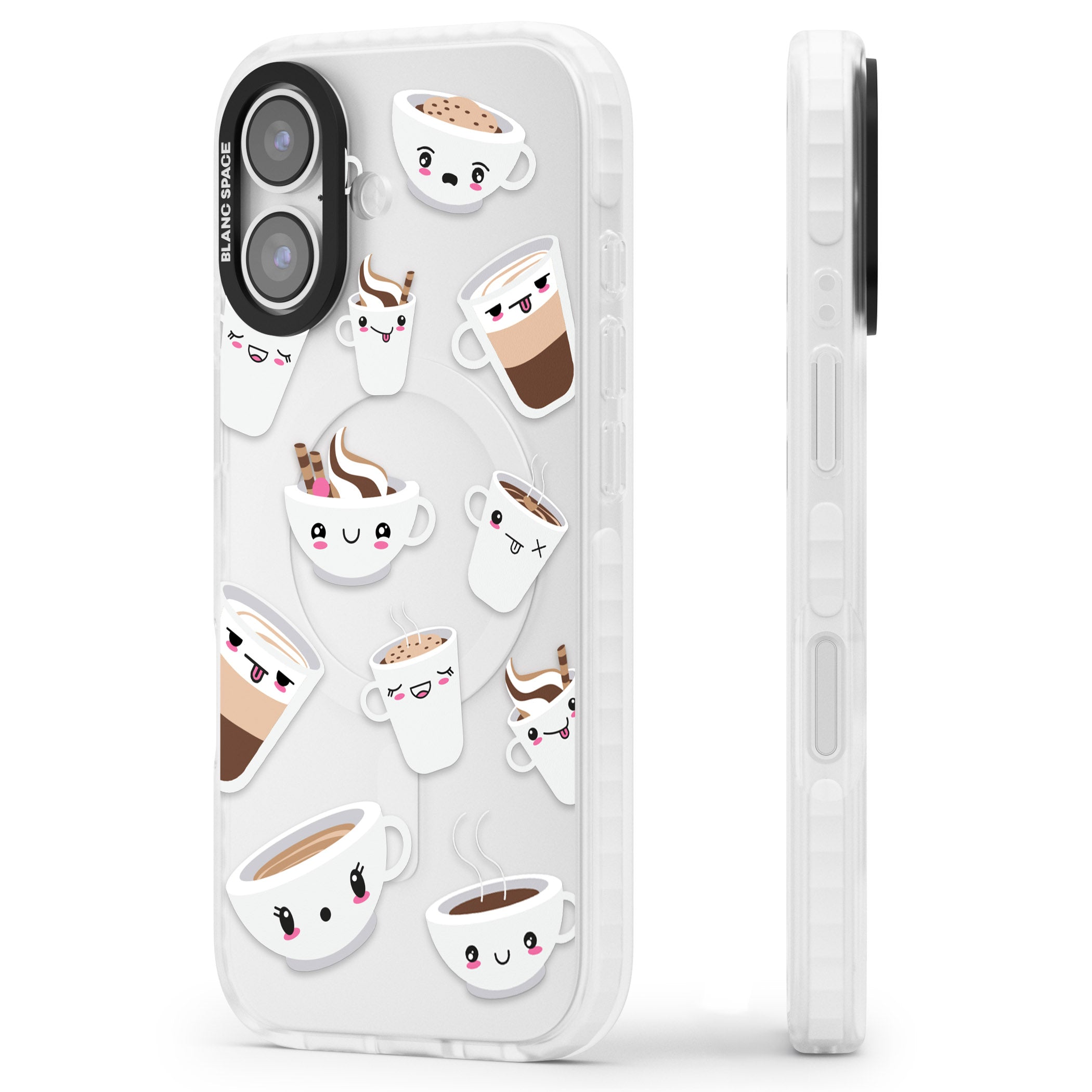 Coffee Faces iPhone 17 Impact Clear Phone Case Side Profile