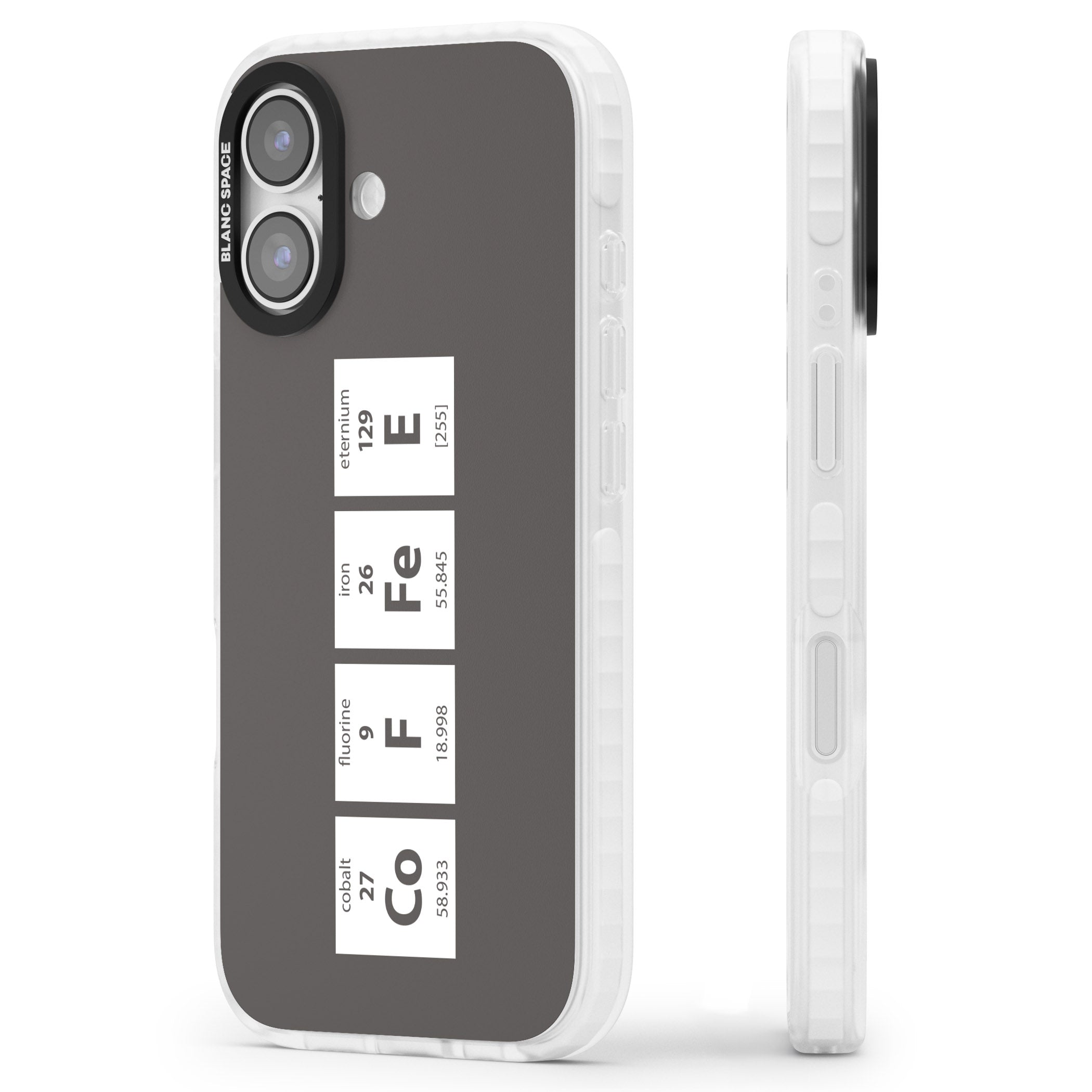 Coffee Element (Grey) iPhone 17 Impact Clear Phone Case Side Profile