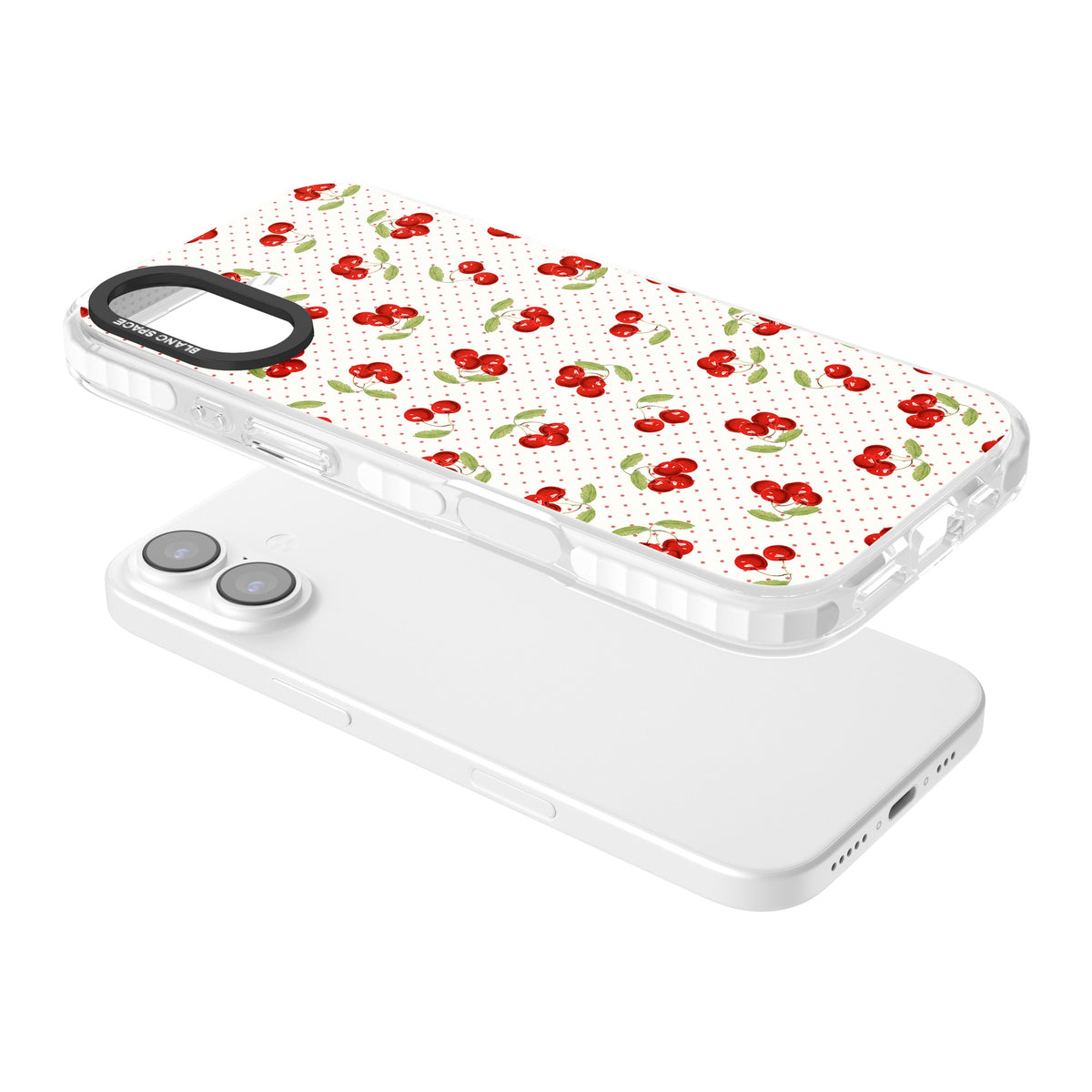 Cherry Picking iPhone 16 / iPhone 16 Plus / iPhone 17 Impact Clear Phone Case angled