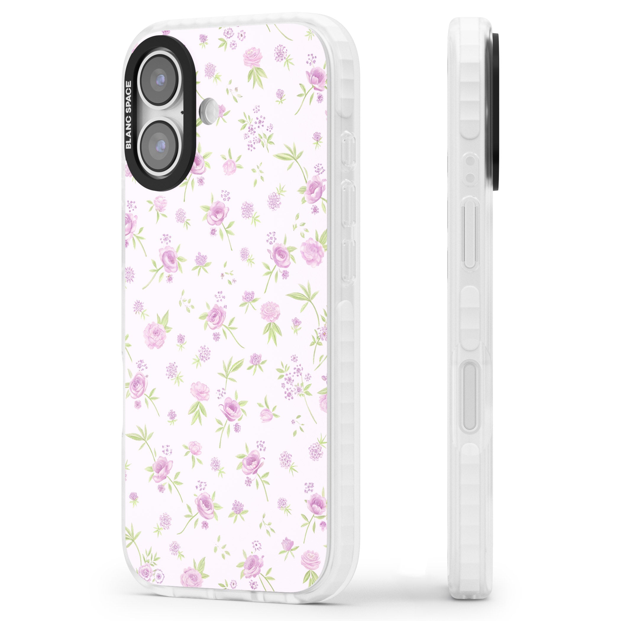 Pink Peonies iPhone 17 Impact Clear Phone Case Side Profile