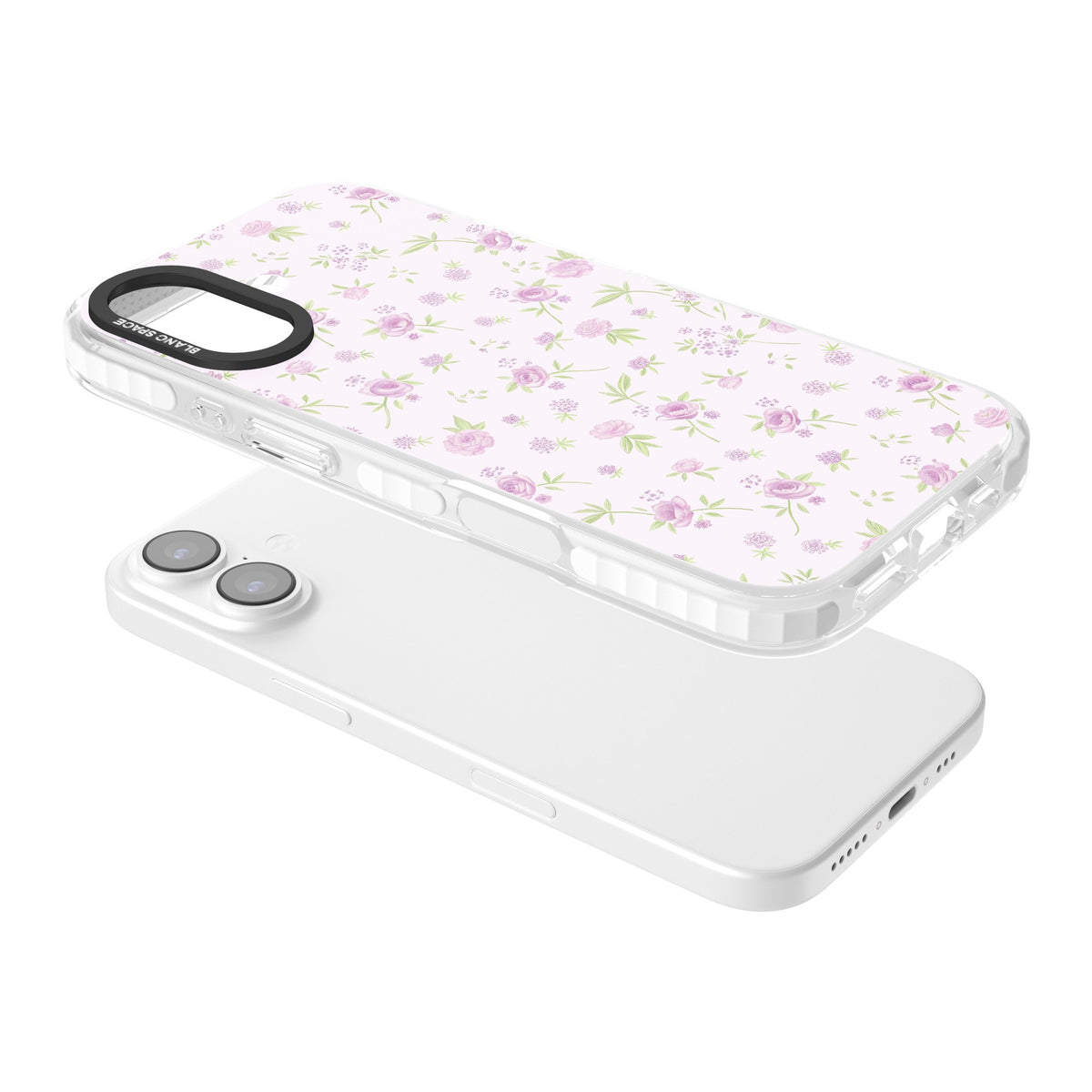 Pink Peonies iPhone 16 / iPhone 16 Plus / iPhone 17 Impact Clear Phone Case angled