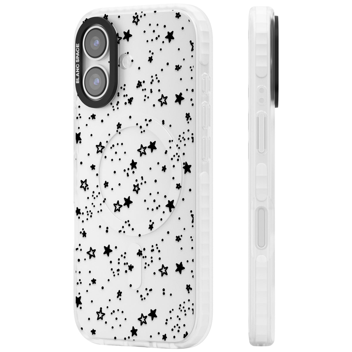 Midnight Stars iPhone 16 / iPhone 16 Plus / iPhone 17 Impact Clear Phone Case side