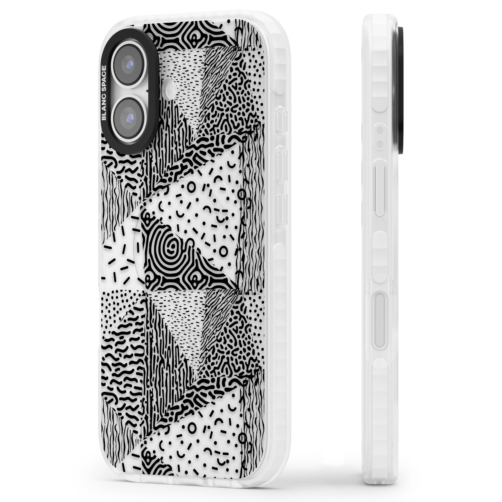 Monochrome Pattern iPhone 17 Impact Clear Phone Case Side Profile