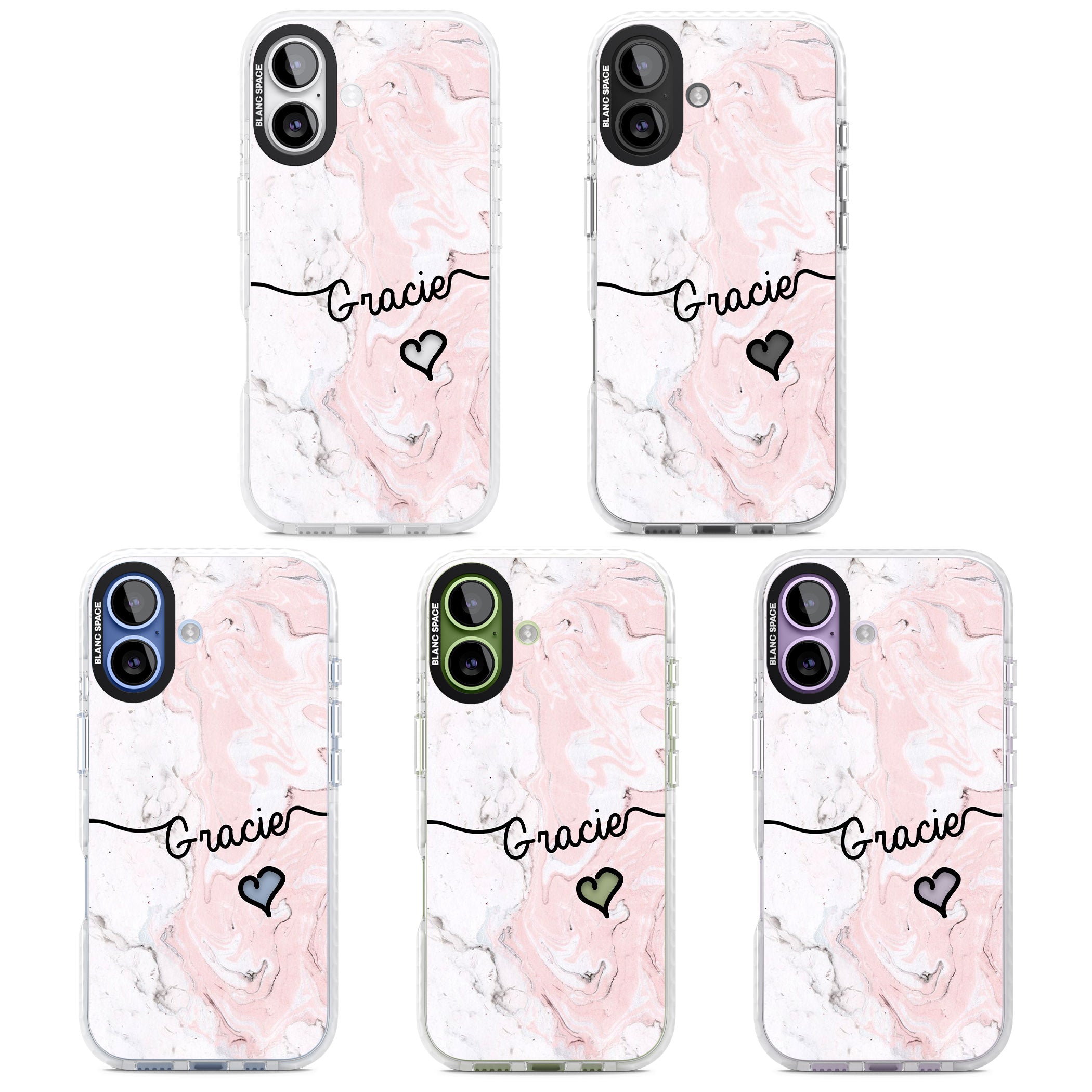 Personalised Pink Marble iPhone 17 Impact Clear Phone Case APT Impact Protection