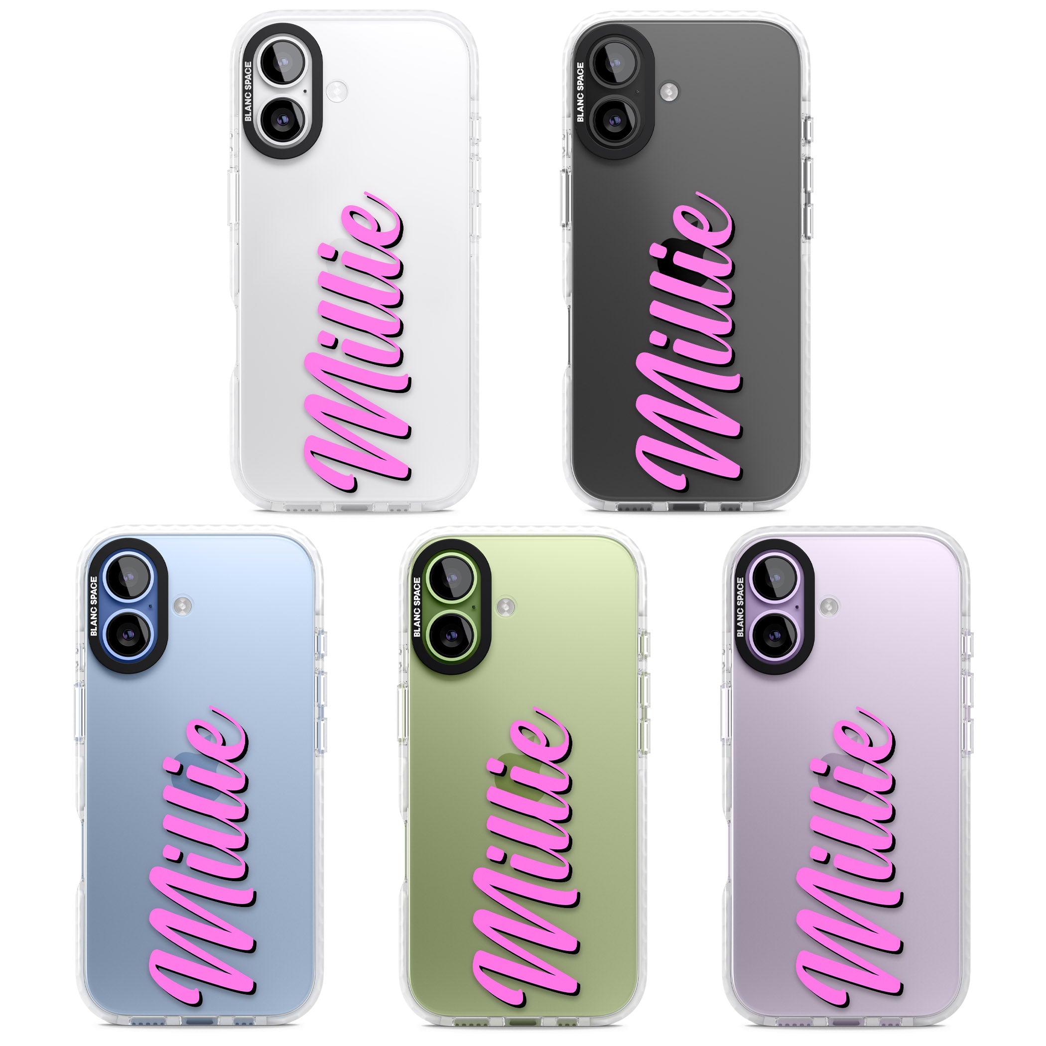 Personalised Cute Vertical Name iPhone 17 Impact Clear Phone Case APT Impact Protection
