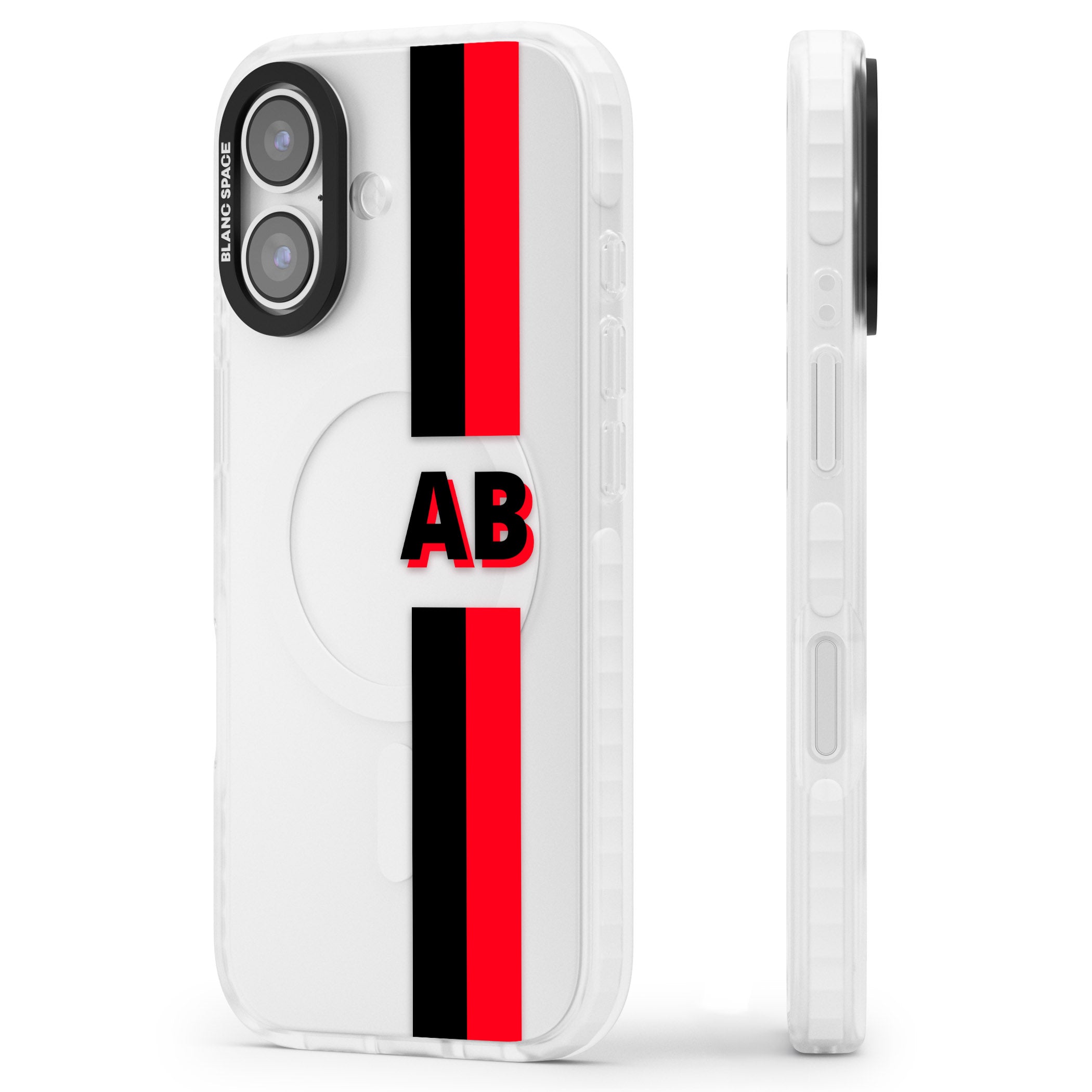 Personalised Bold Stripe iPhone 17 Impact Clear Phone Case Side Profile