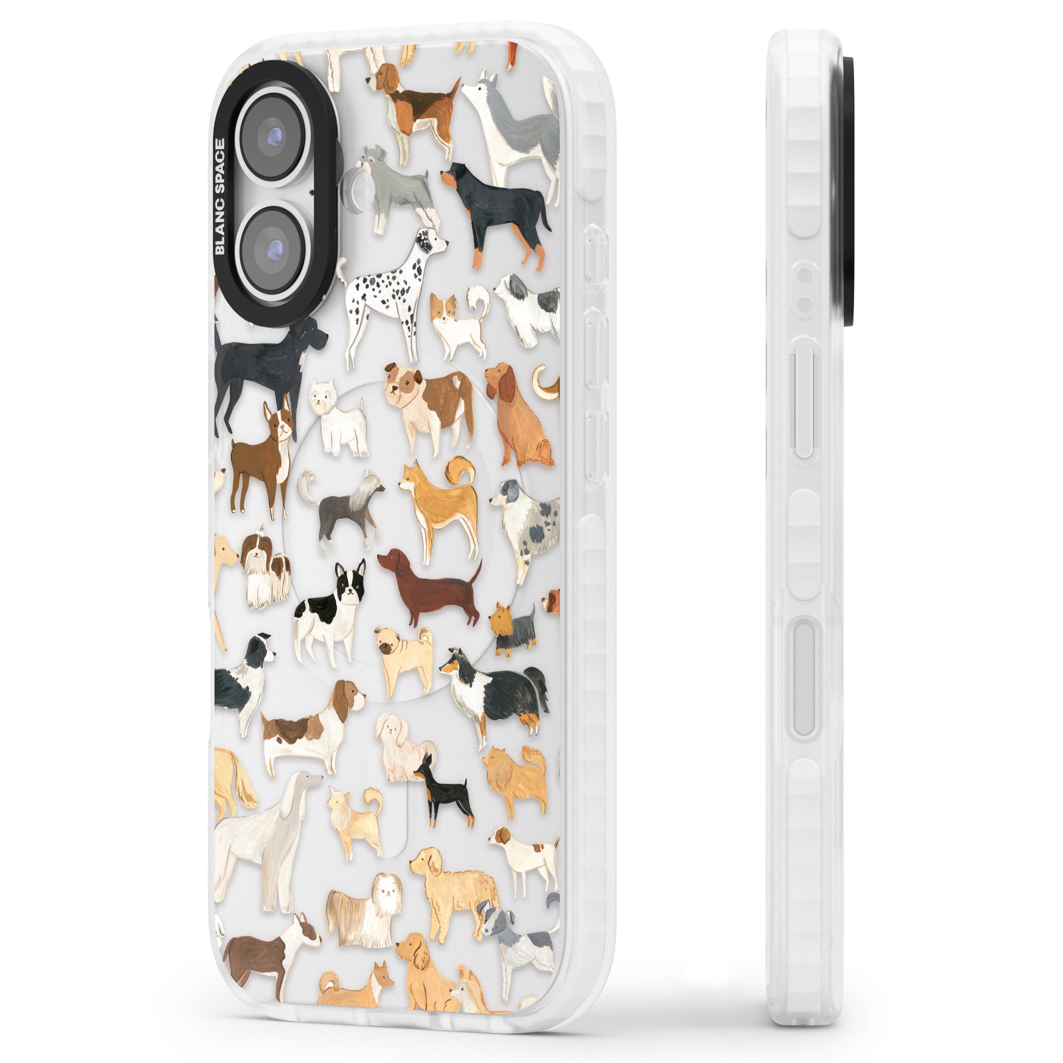 Hand Painted Dogs iPhone 17 Impact Clear Phone Case Side Profile