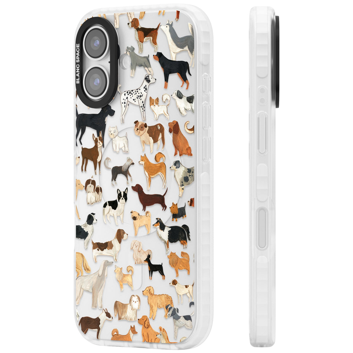 Hand Painted Dogs iPhone 16 / iPhone 16 Plus / iPhone 17 Impact Clear Phone Case side