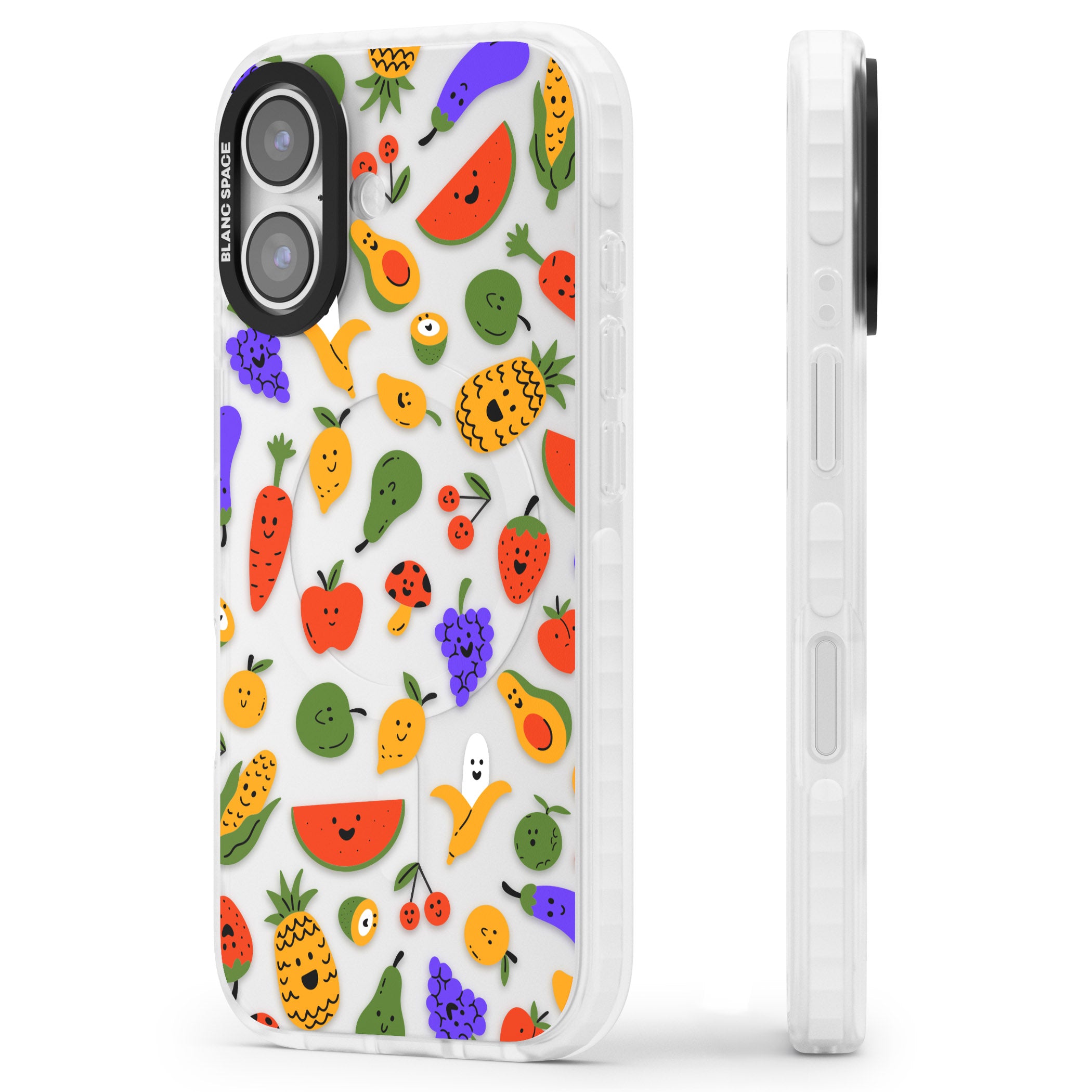Playful Fruit Kawaii iPhone 17 Impact Clear Phone Case Side Profile
