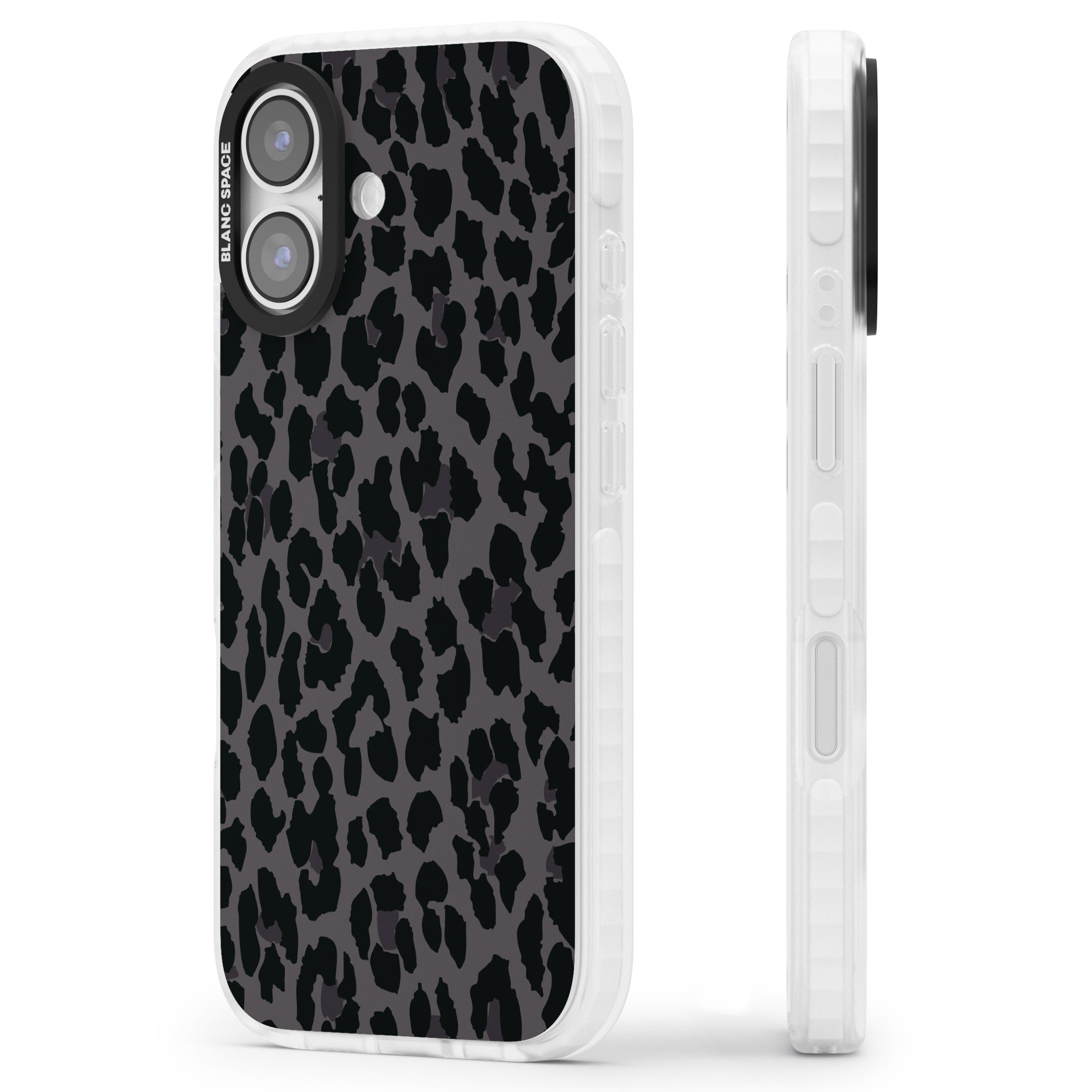 Dark Leopard Print iPhone 17 Impact Clear Phone Case Side Profile