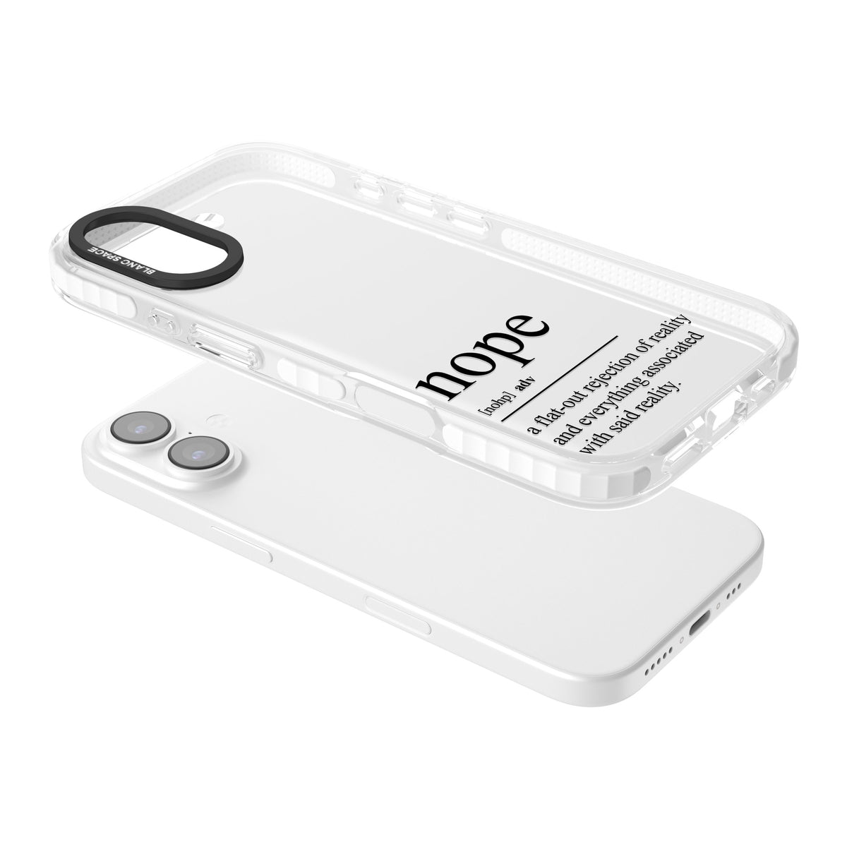 Nope iPhone 16 / iPhone 16 Plus / iPhone 17 Impact Clear Phone Case angled