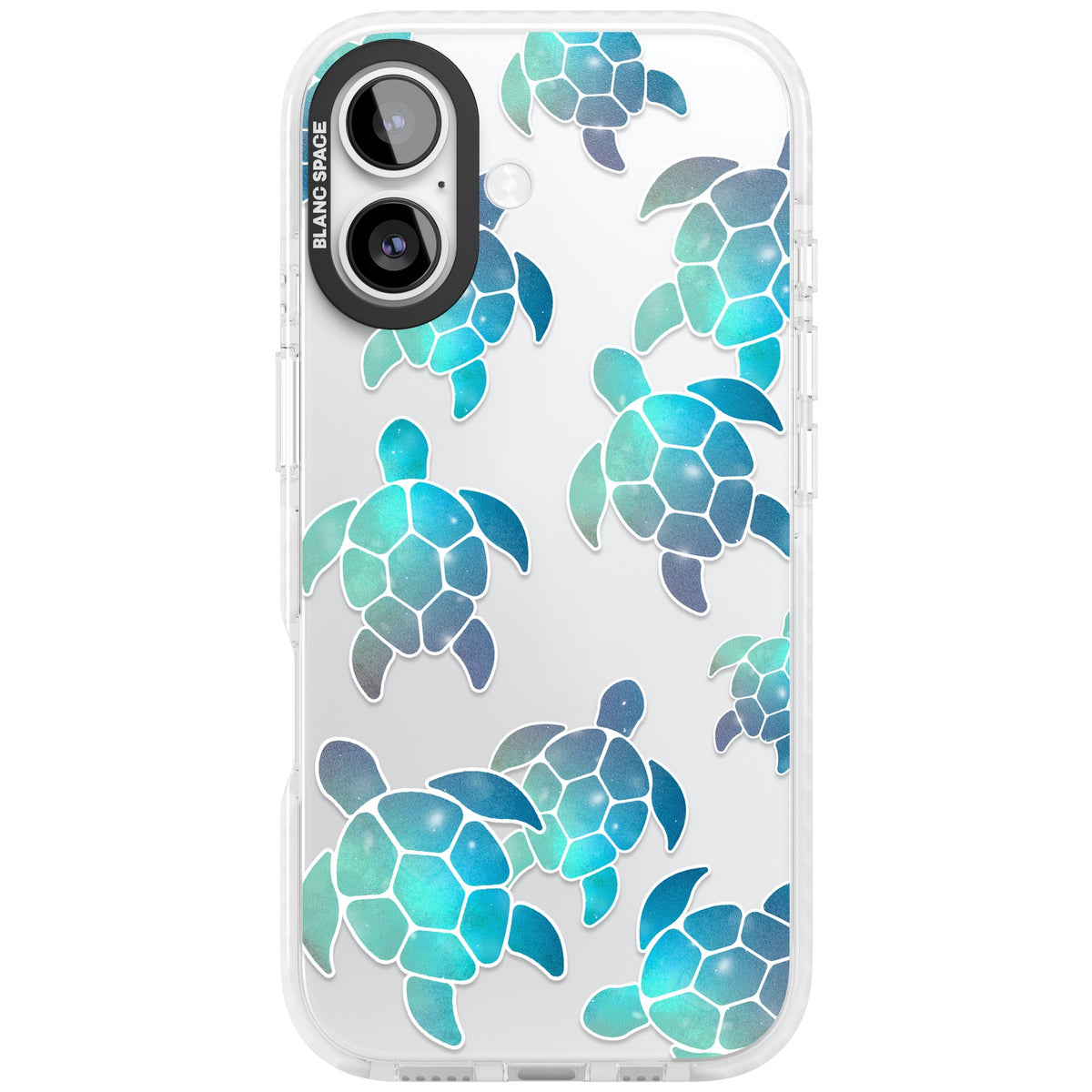 Aqua Space Turtles iPhone 16 / iPhone 16 Plus / iPhone 17 Impact Clear Phone Case front