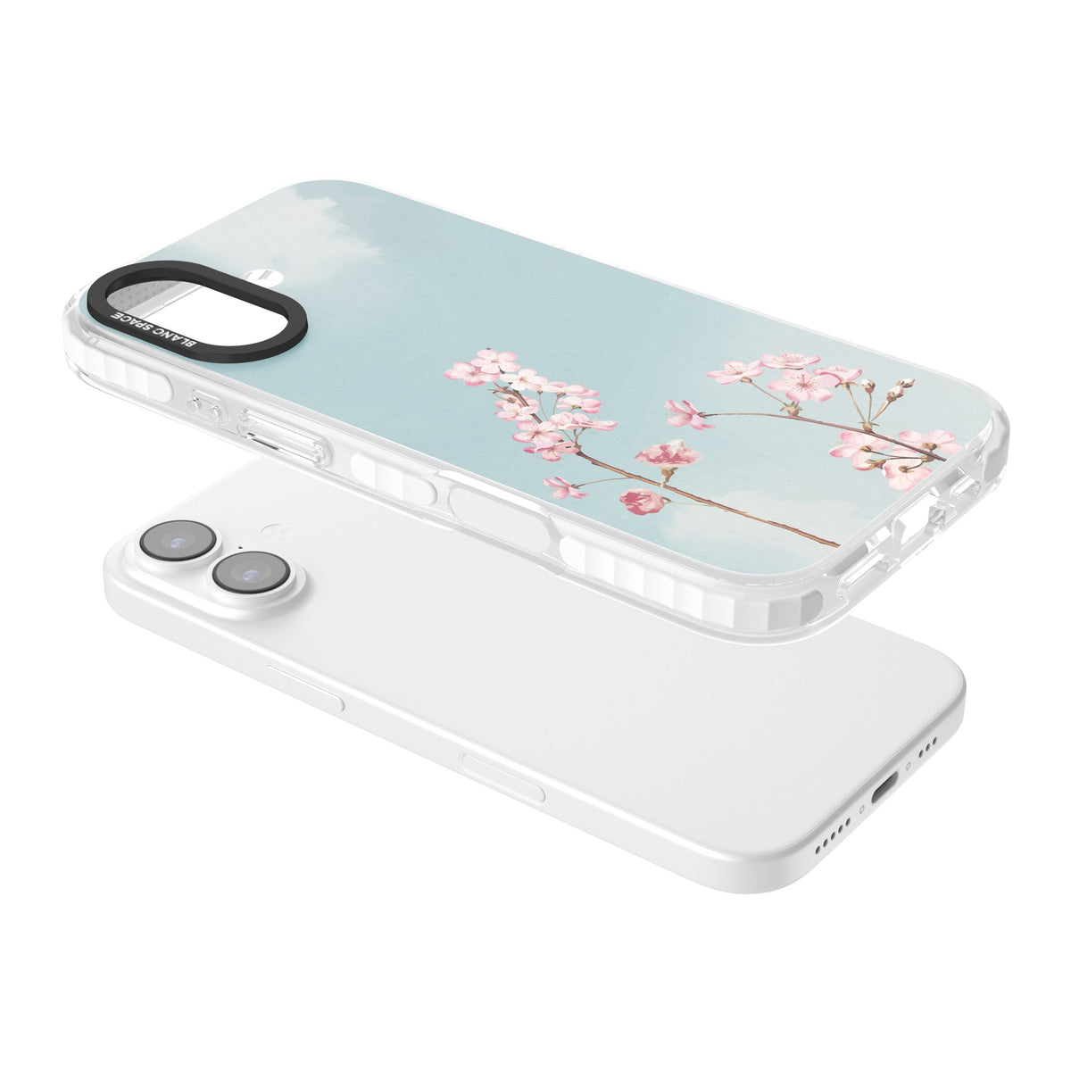 Blossom Flower Sky iPhone 16 / iPhone 16 Plus / iPhone 17 Impact Clear Phone Case angled