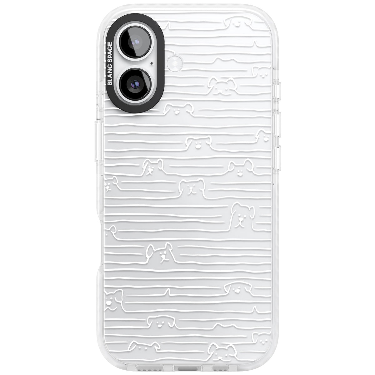 Dog Lines (White) iPhone 16 / iPhone 16 Plus / iPhone 17 Impact Clear Phone Case front