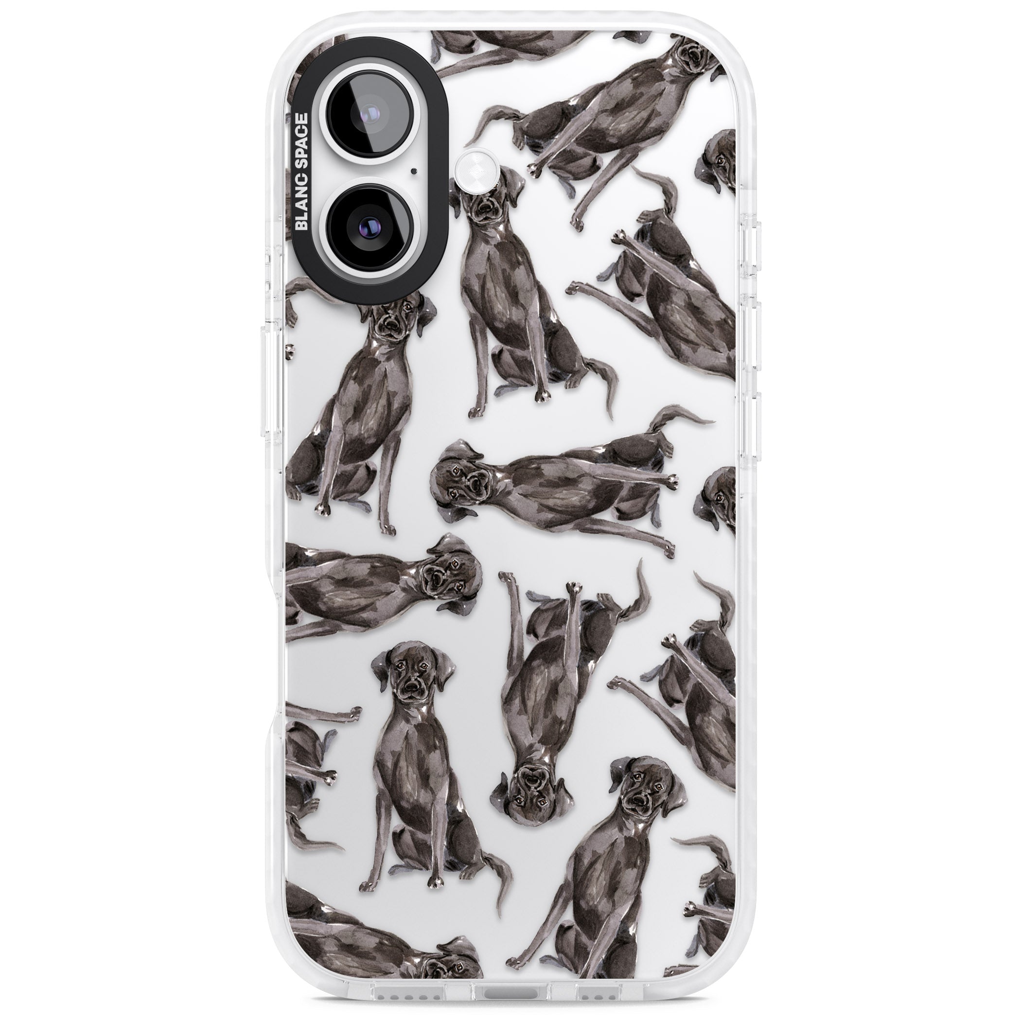 Black Labrador Watercolor Pattern iPhone 17 Impact Clear Phone Case