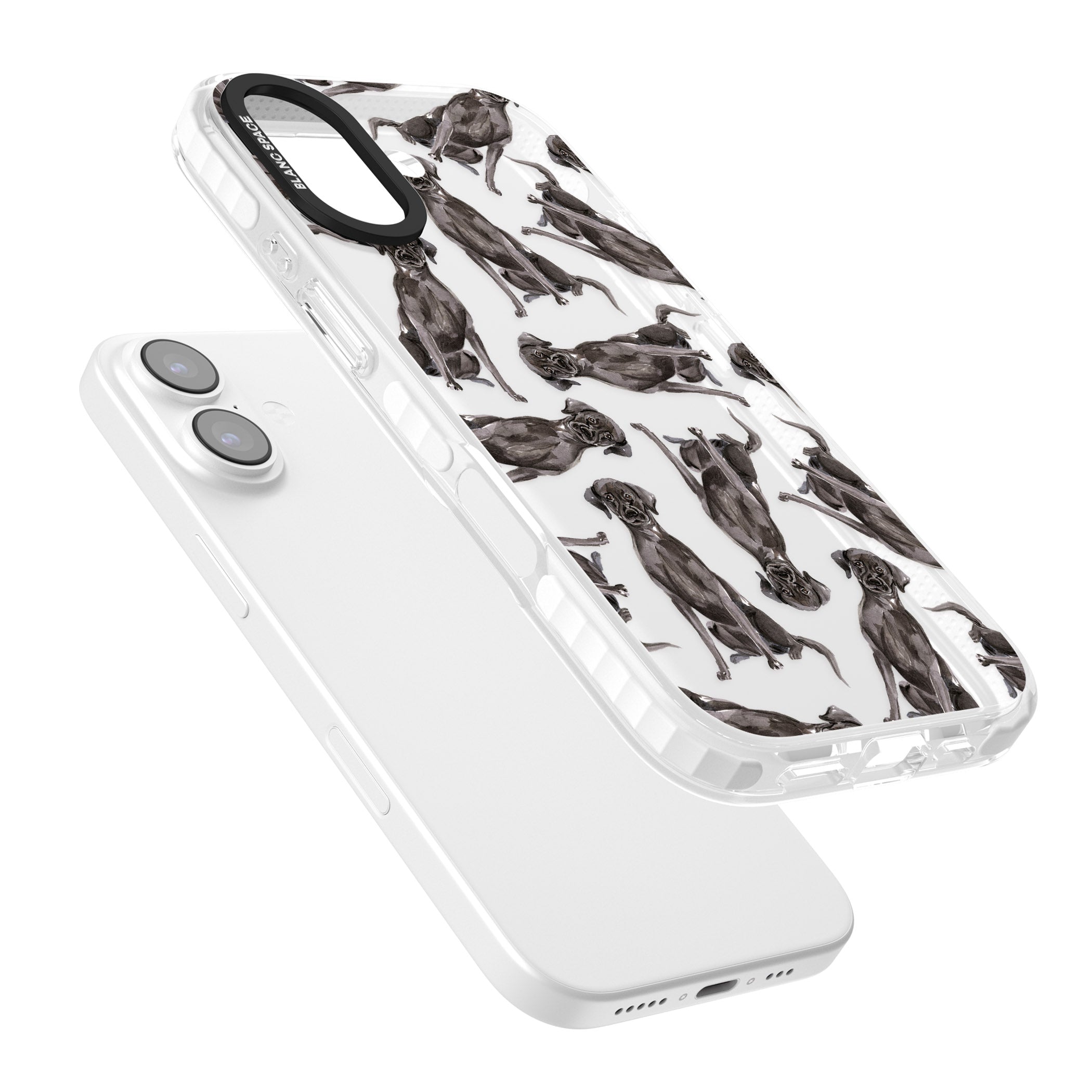 Black Labrador Watercolor Pattern iPhone 17 Impact Clear Phone Case Colours