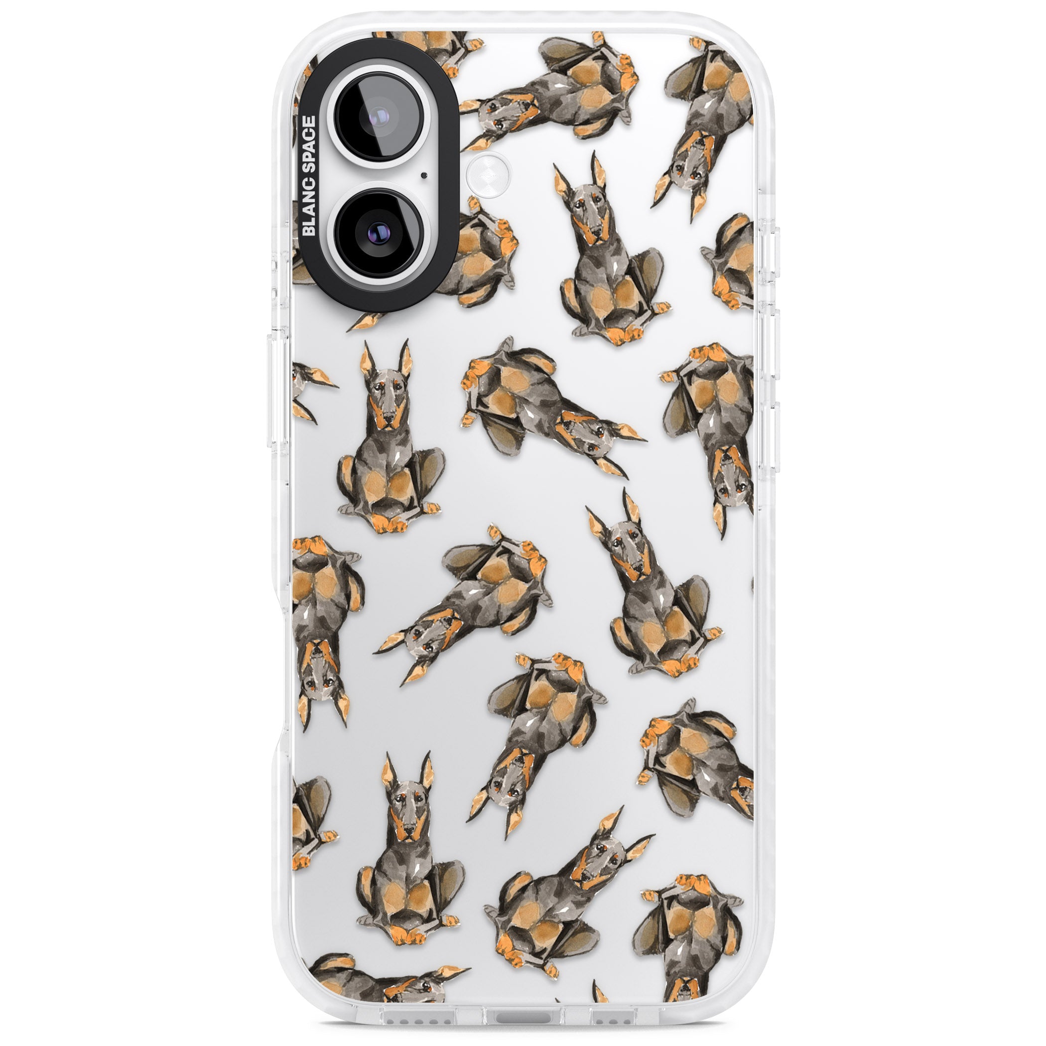 Doberman Watercolor Dog iPhone 17 Impact Clear Phone Case