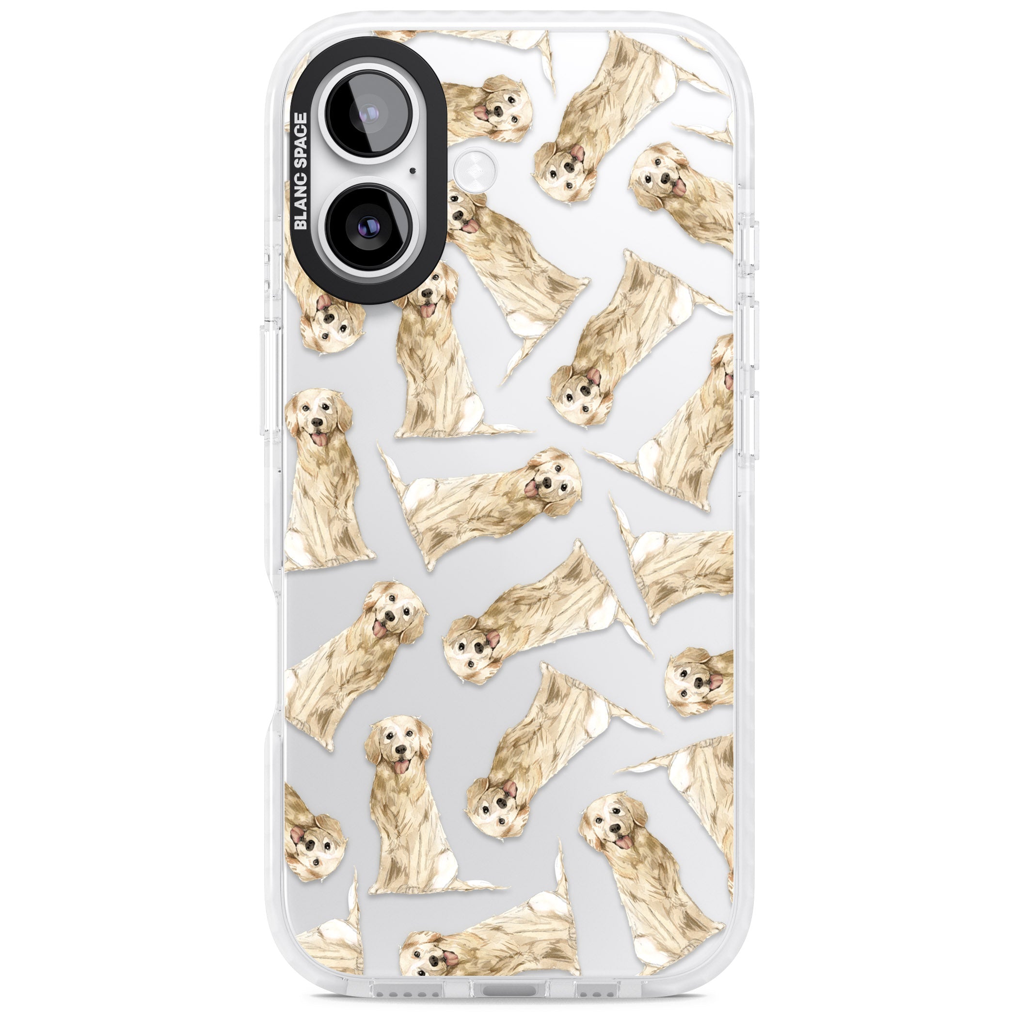 Golden Retriever Watercolor Pattern iPhone 17 Impact Clear Phone Case