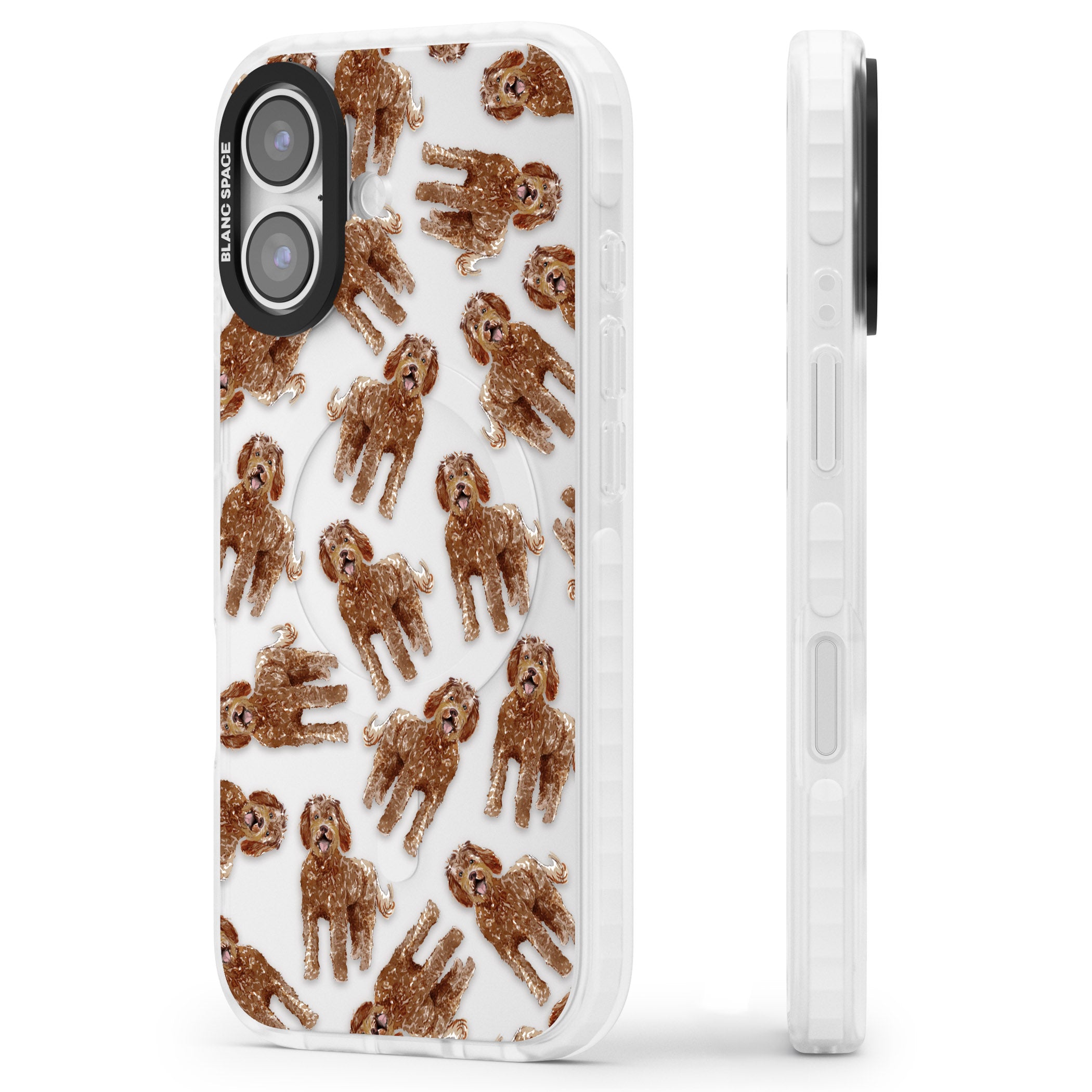 Labradoodle Brown Pattern iPhone 17 Impact Clear Phone Case Side Profile