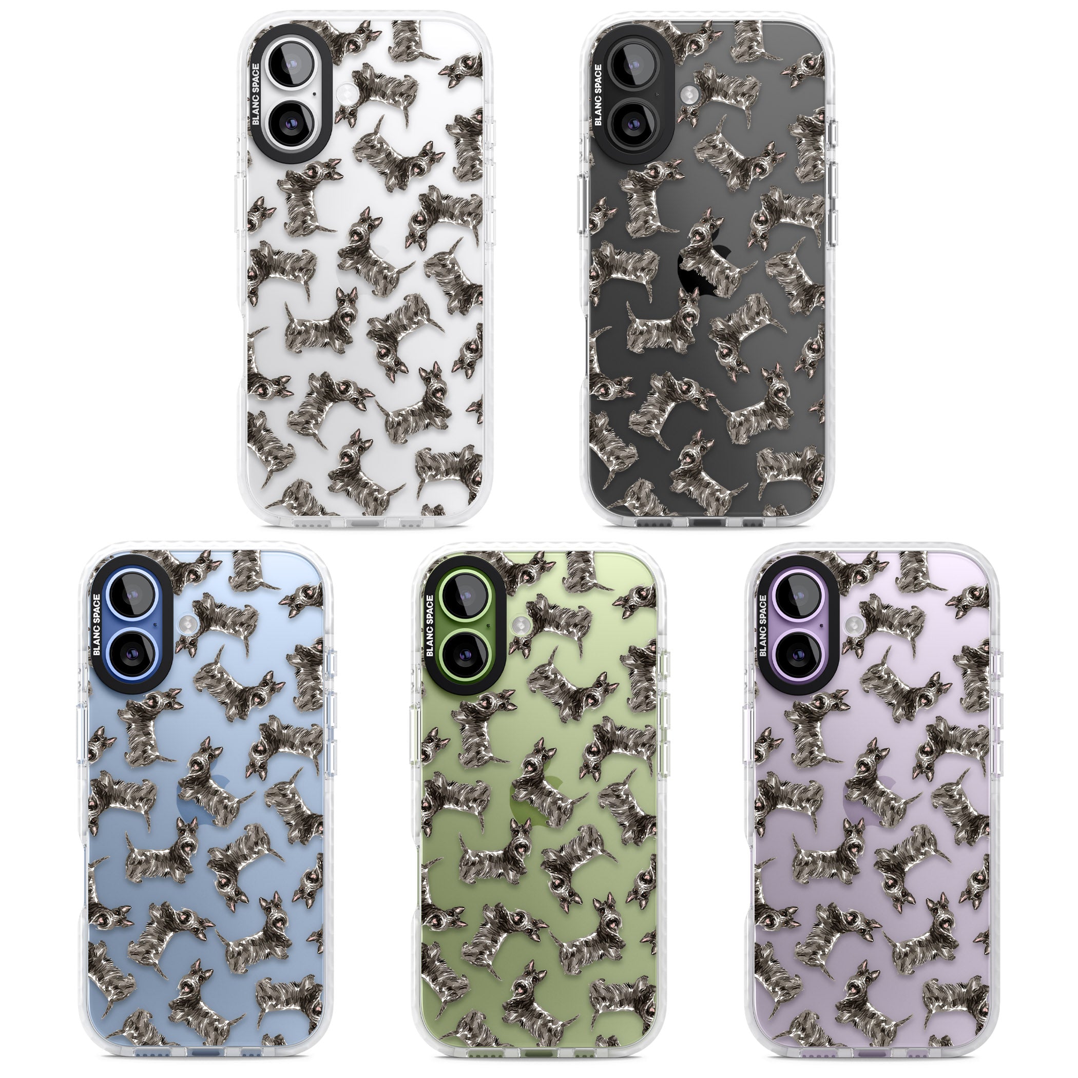 Scottish Terrier Pattern iPhone 17 Impact Clear Phone Case APT Impact Protection