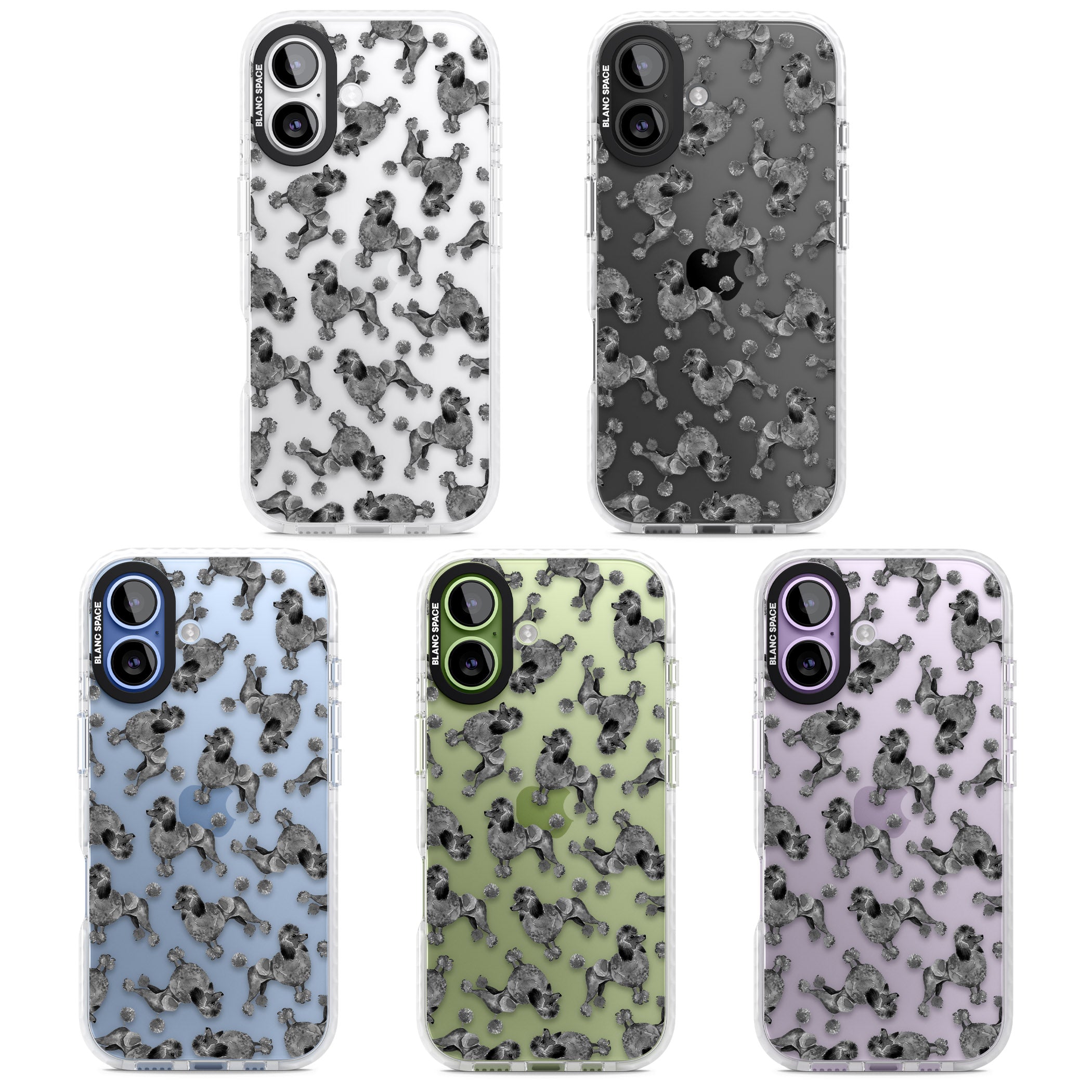 Poodle Pattern iPhone 17 Impact Clear Phone Case APT Impact Protection