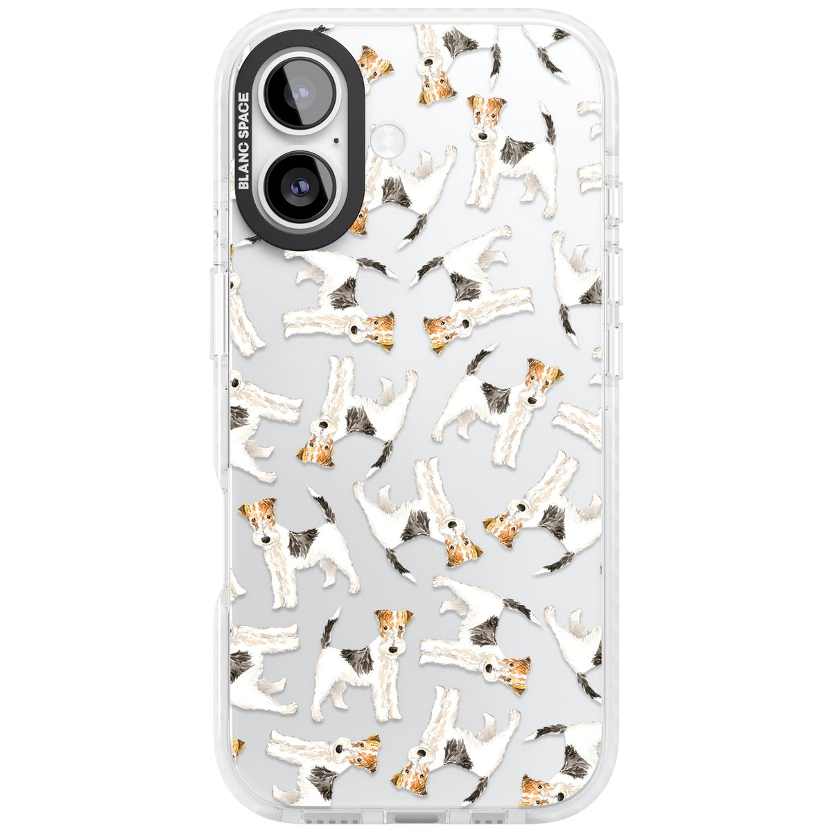 Wire Haired Fox Terrier Dog Pattern iPhone 16 / iPhone 16 Plus / iPhone 17 Impact Clear Phone Case front