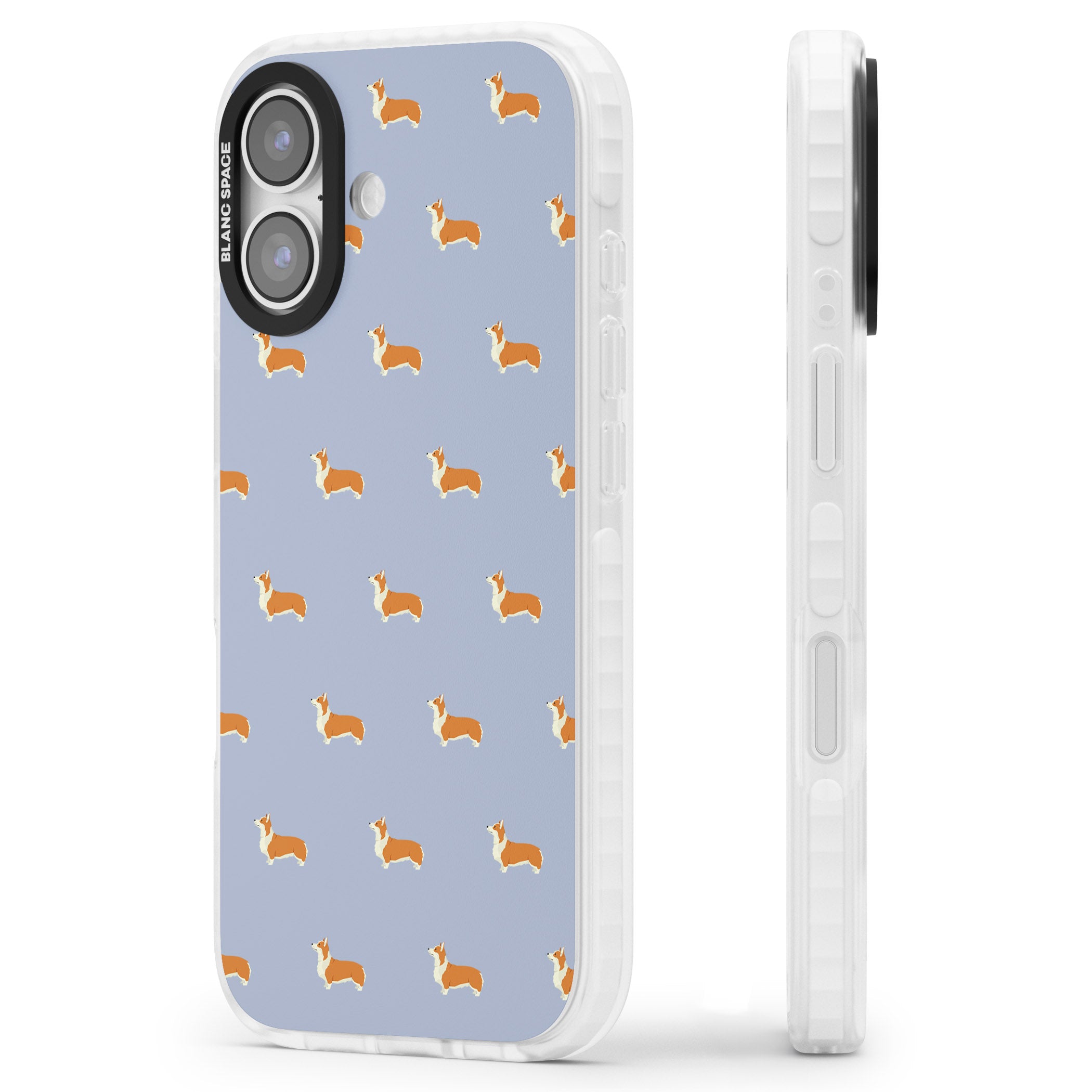 Corgi Pattern iPhone 17 Impact Clear Phone Case Side Profile