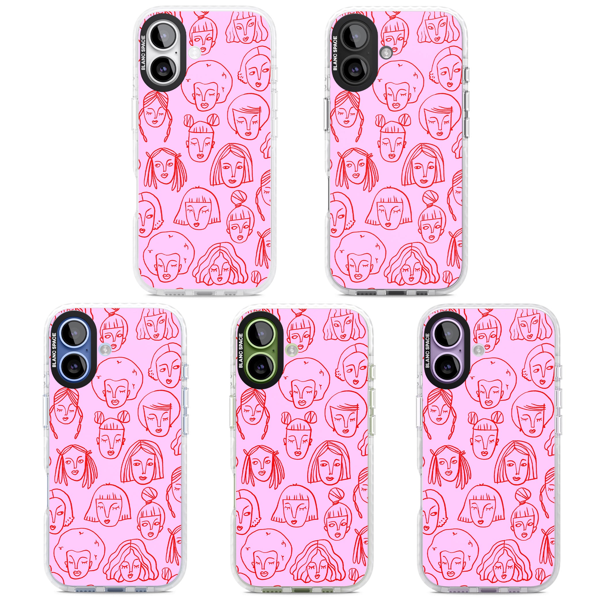Girl Portrait Doodles iPhone 17 Impact Clear Phone Case APT Impact Protection