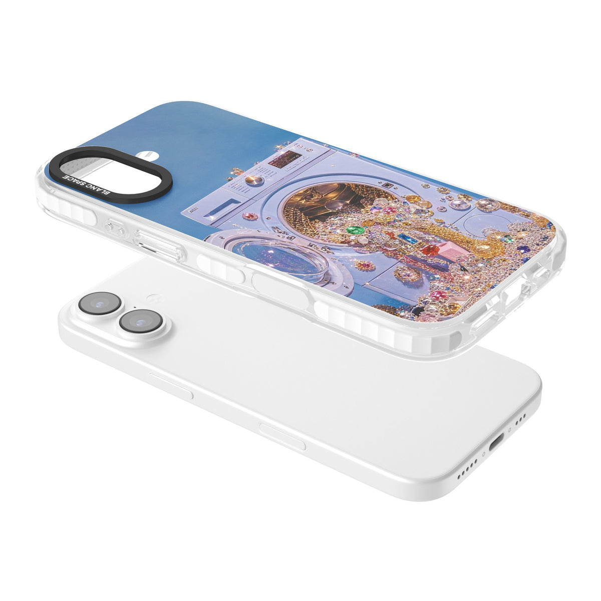 Gem Laundry iPhone 16 / iPhone 16 Plus / iPhone 17 Impact Clear Phone Case angled