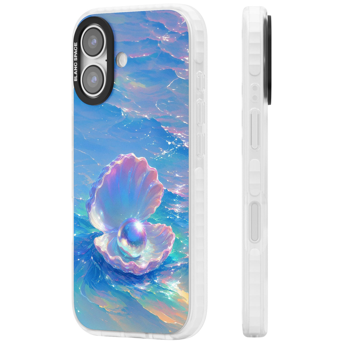 The Pearl Clam iPhone 16 / iPhone 16 Plus / iPhone 17 Impact Clear Phone Case side